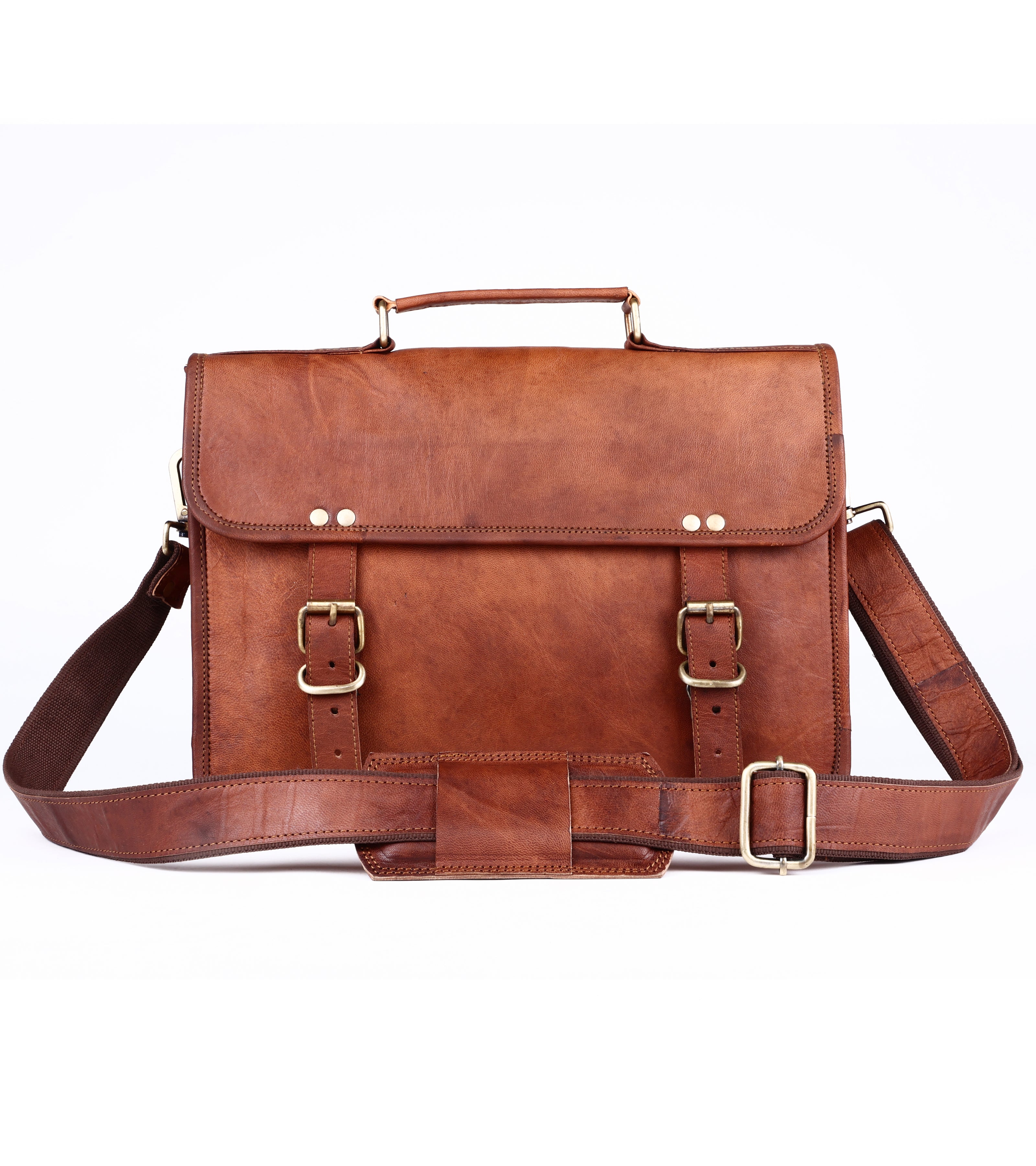 DEKVIO Leather Messenger Bag for Men Women 14 Inch Laptop Satchel Briefcase Vintage Shoulder Crossbody Bag