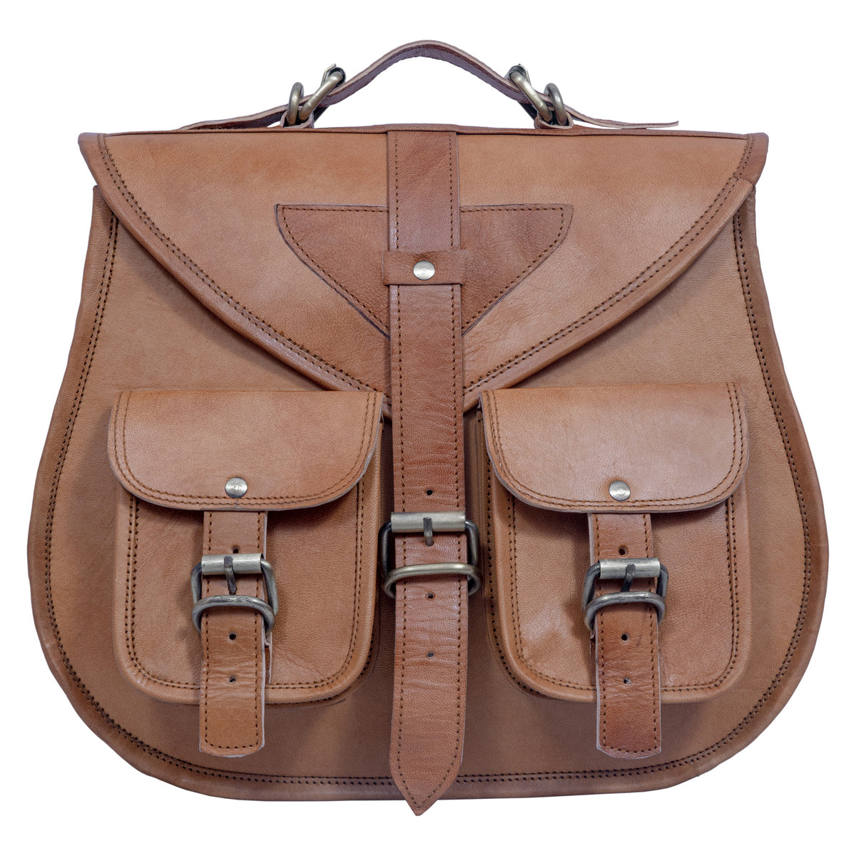 DEKVIO 13" Full-Grain Leather Crossbody Handbag for Women