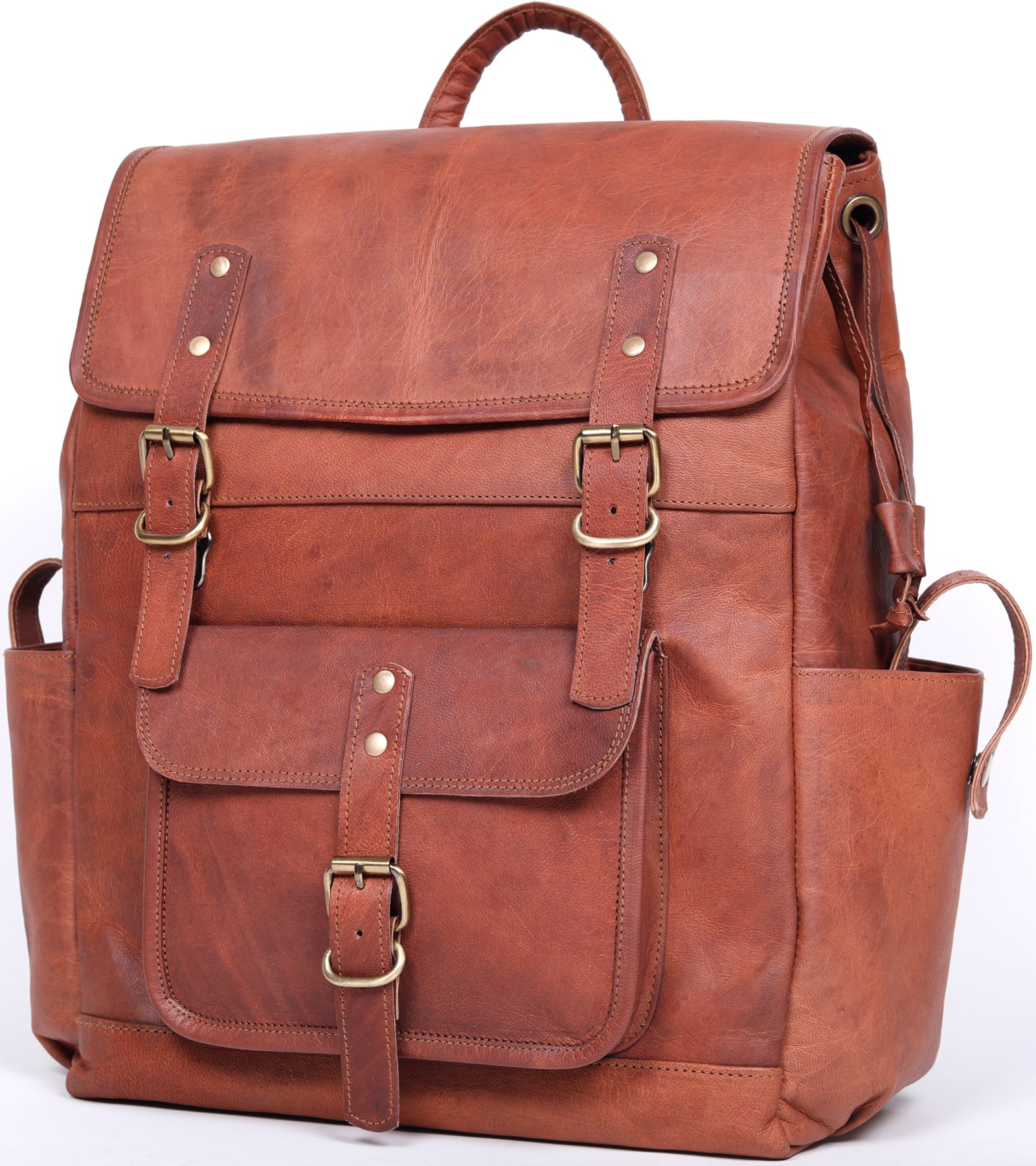 DEKVIO Leather Utility Laptop Backpack | Full Grain Travel & Work Bag