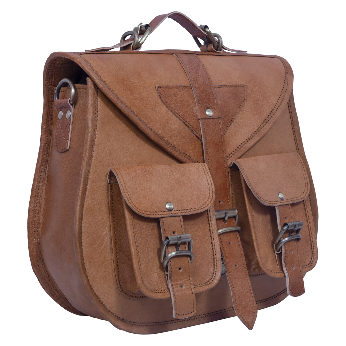 DEKVIO 13" Full-Grain Leather Crossbody Handbag for Women