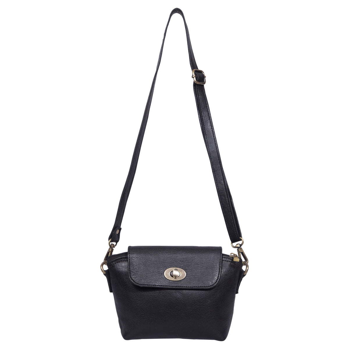 DEKVIO 10" Multi-Pocket Genuine Leather Crossbody Purse with Turn-Lock
