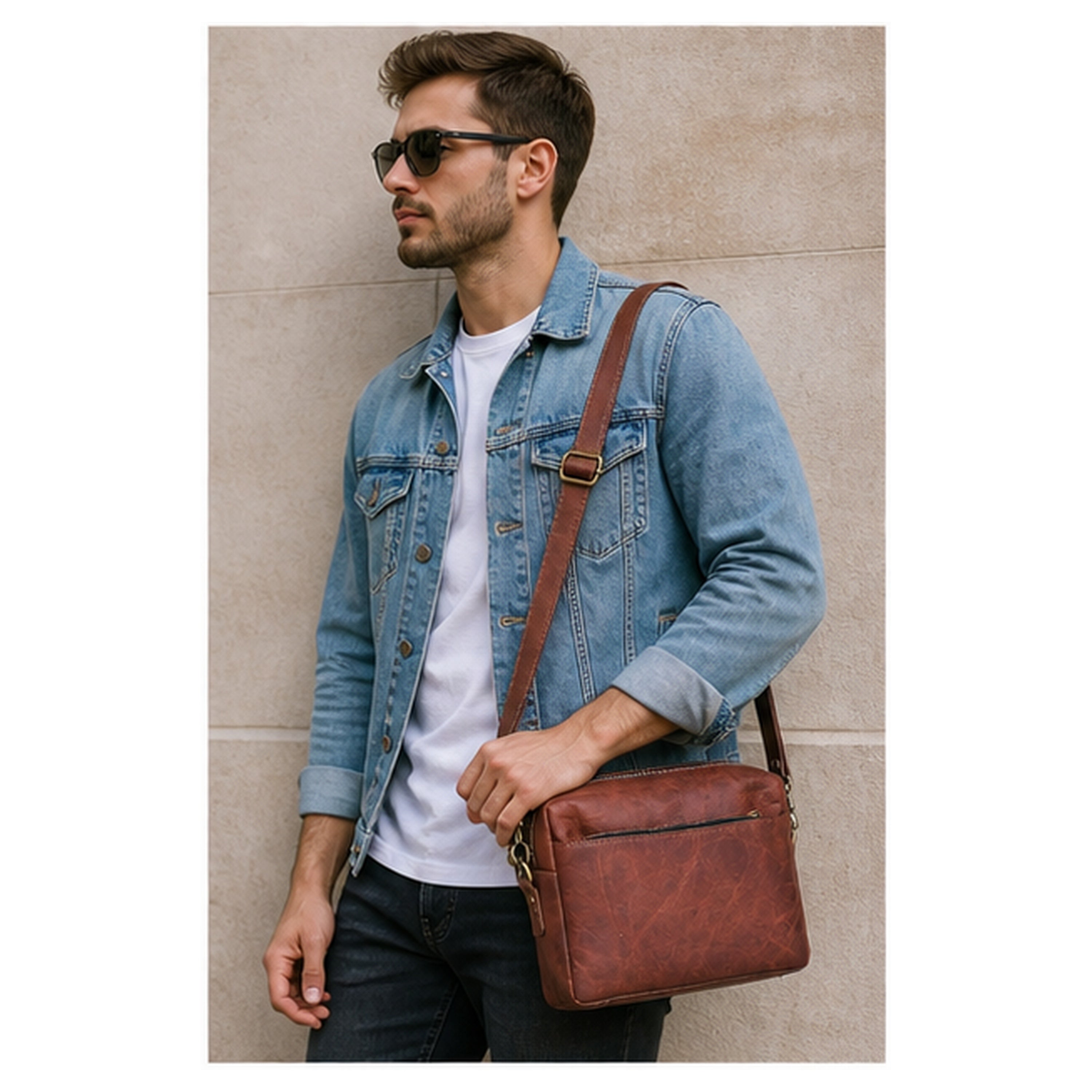 DEKVIO Women's Small Crossbody Purse - Handcrafted Full-Grain Leather Travel Bag | Magnetic Snap Closure | Brown, Coffee, Tan, Black