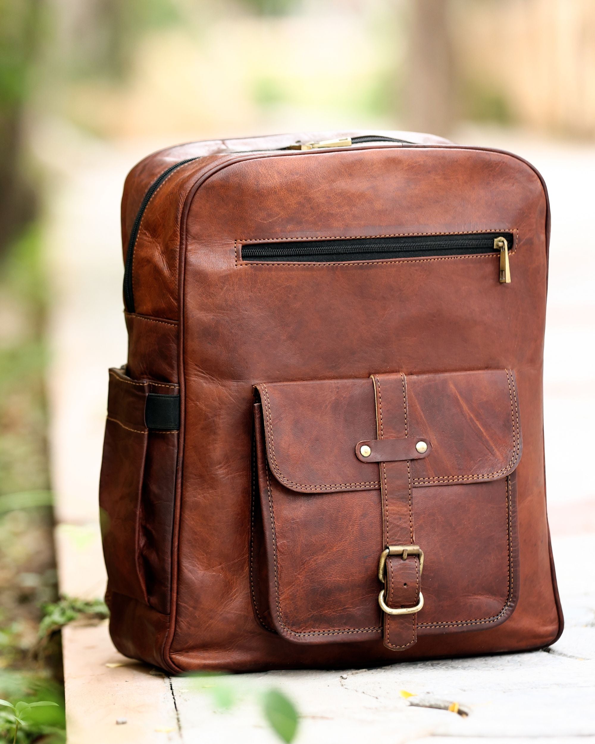 DEKVIO 18" Handcrafted Genuine Leather Backpack | Laptop Rucksack for Men & Women | Travel, Work & College Bag | Brown, Coffee, Tan, Black