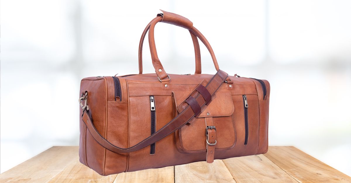 DEKVIO 24" Square Leather Duffle Bag | Handcrafted Vintage Holdall | Men & Women Weekend Travel Bag | Brown, Coffee, Tan, Black