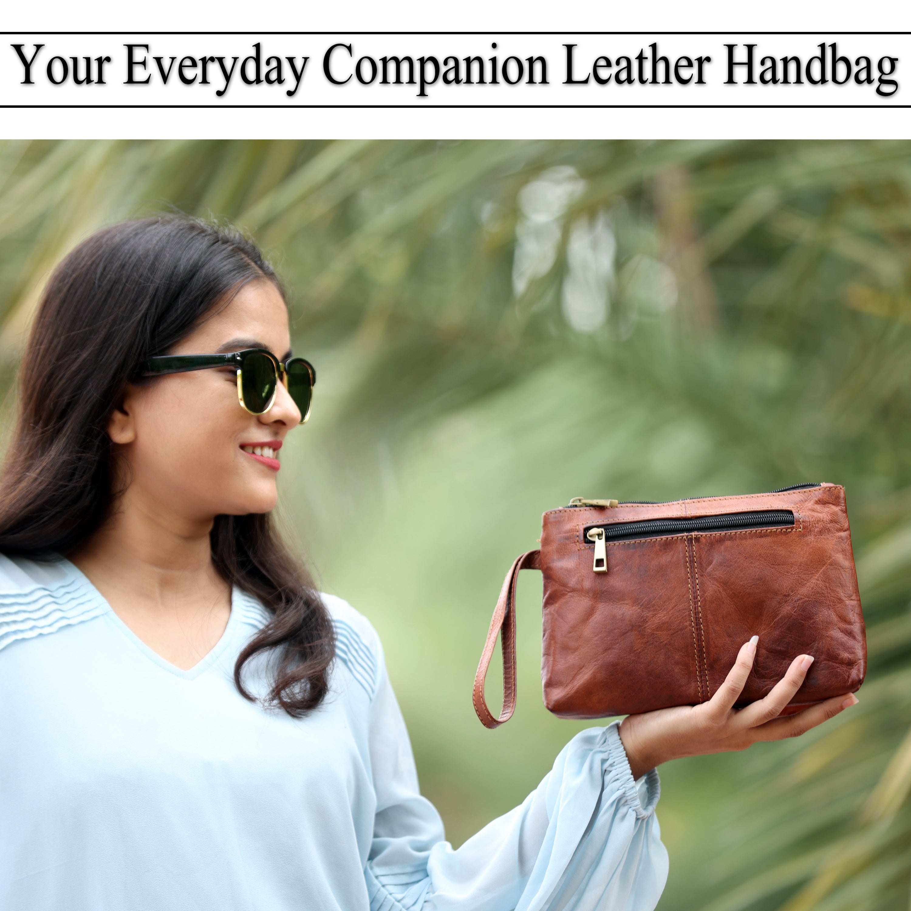 DEKVIO Leather Wristlet Pouch for Women | Full Grain Leather Makeup Bag & Clutch Purse | Handcrafted Zipper Pouch | Brown, Coffee, Tan, Black