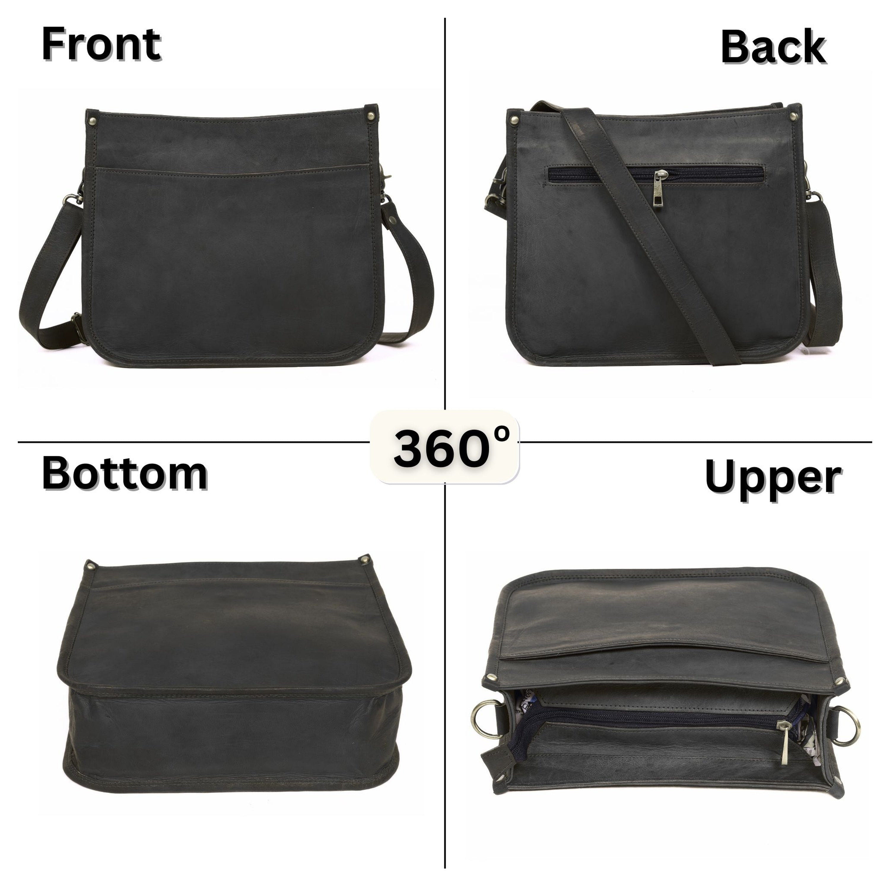 DEKVIO Leather Messenger Crossbody Bag for Women | Full Grain Genuine Leather Shoulder Purse | Adjustable Strap | Brown, Coffee, Tan, Black