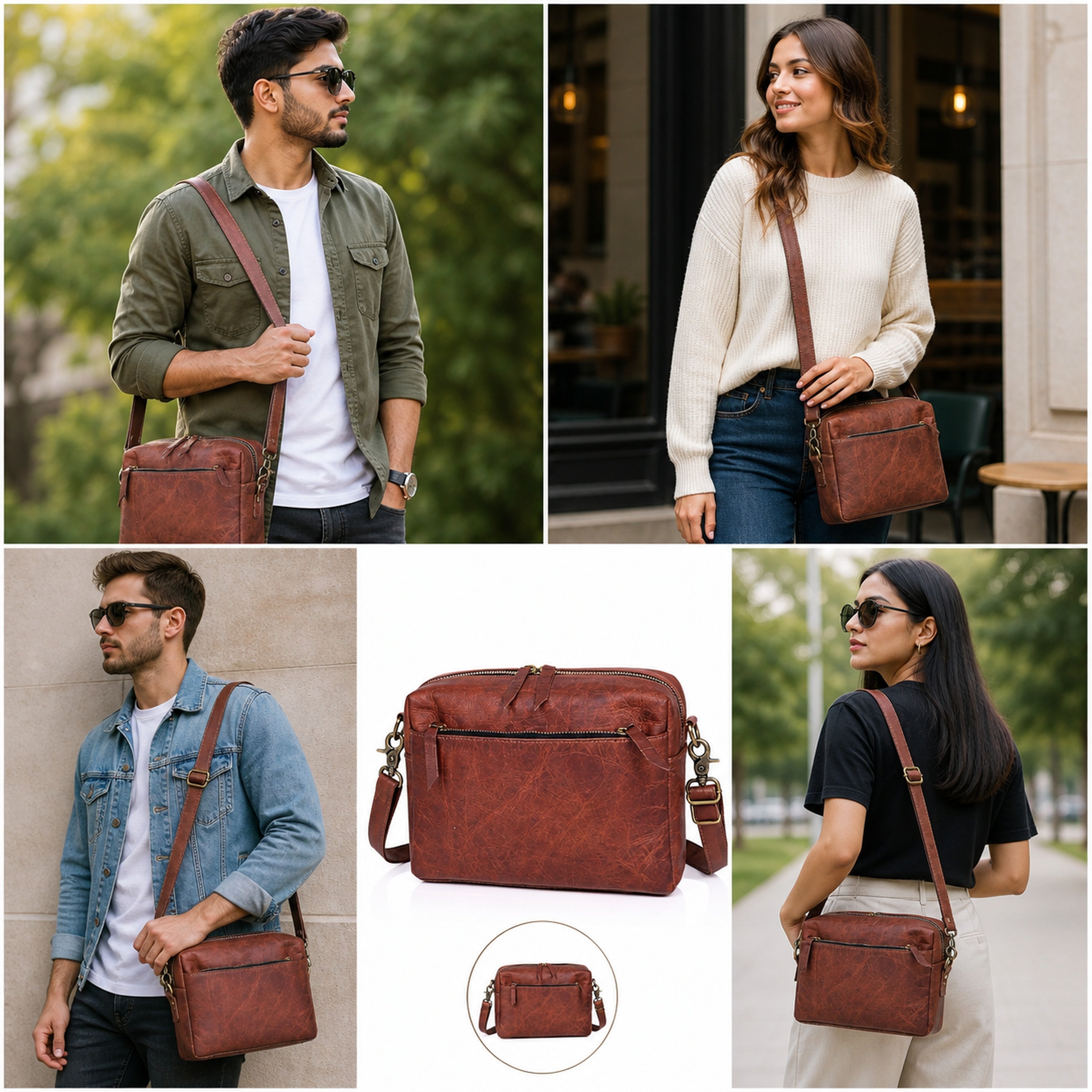 DEKVIO Women's Small Crossbody Purse - Handcrafted Full-Grain Leather Travel Bag | Magnetic Snap Closure | Brown, Coffee, Tan, Black