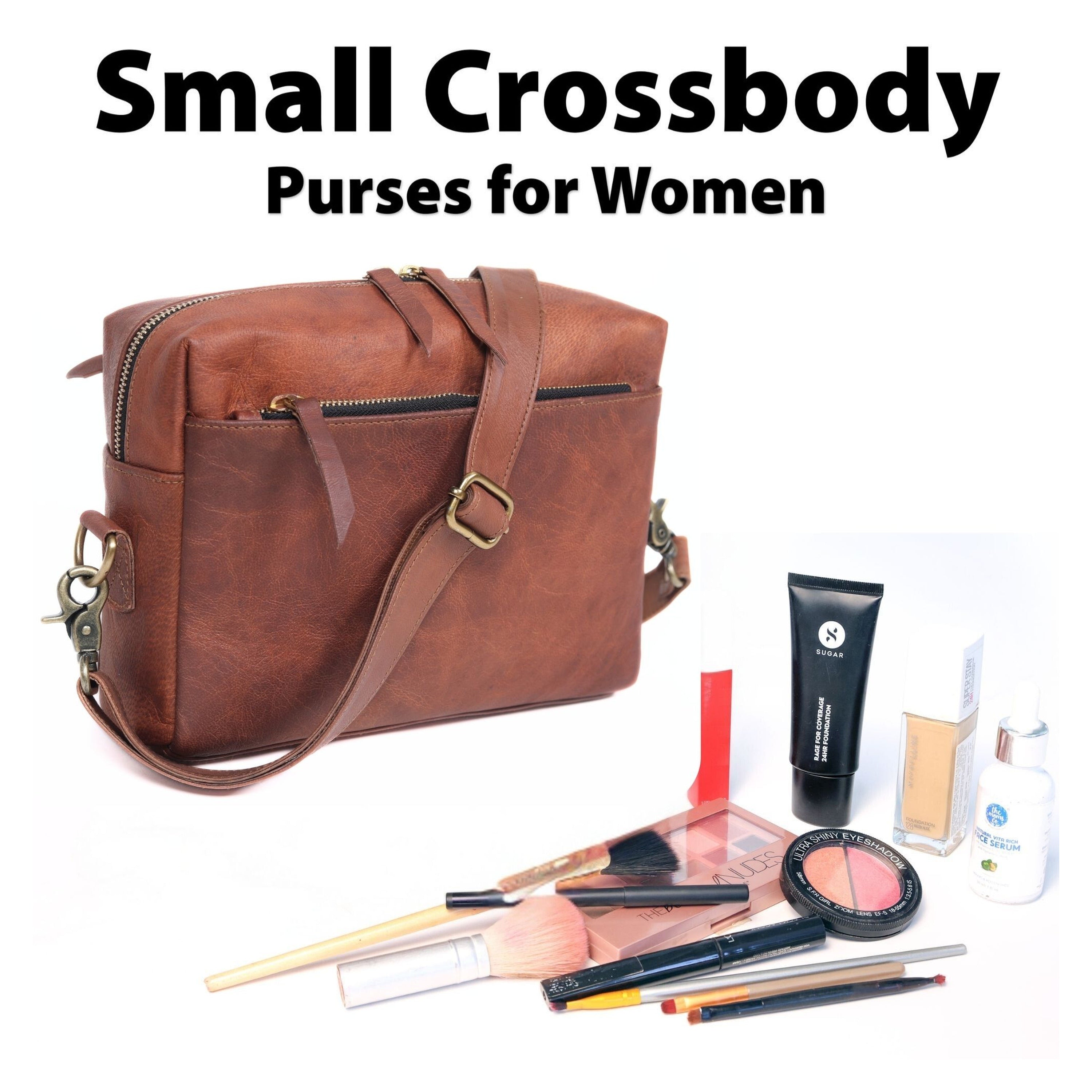 DEKVIO Women's Small Crossbody Purse - Handcrafted Full-Grain Leather Travel Bag | Magnetic Snap Closure | Brown, Coffee, Tan, Black