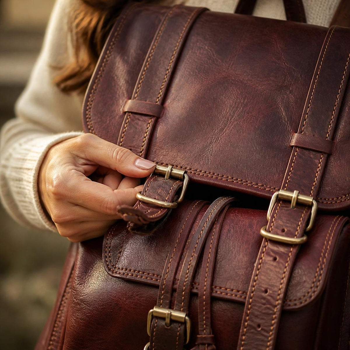 DEKVIO Explorer Full-Grain Leather Backpack – 14" to 20" Sizes