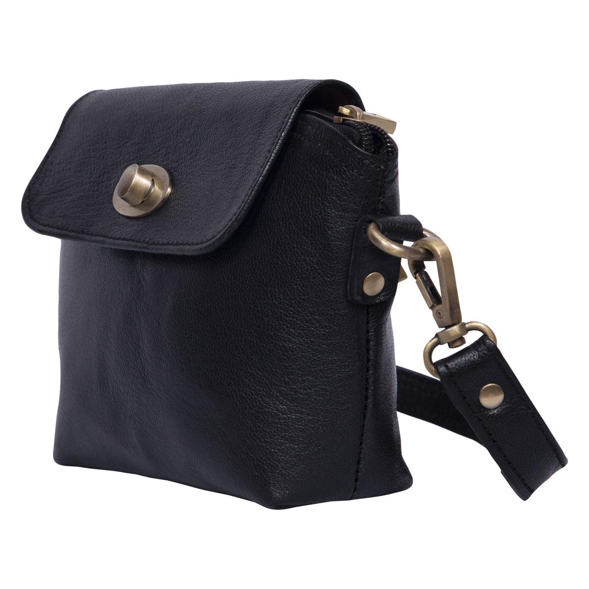 DEKVIO 10" Multi-Pocket Genuine Leather Crossbody Purse with Turn-Lock