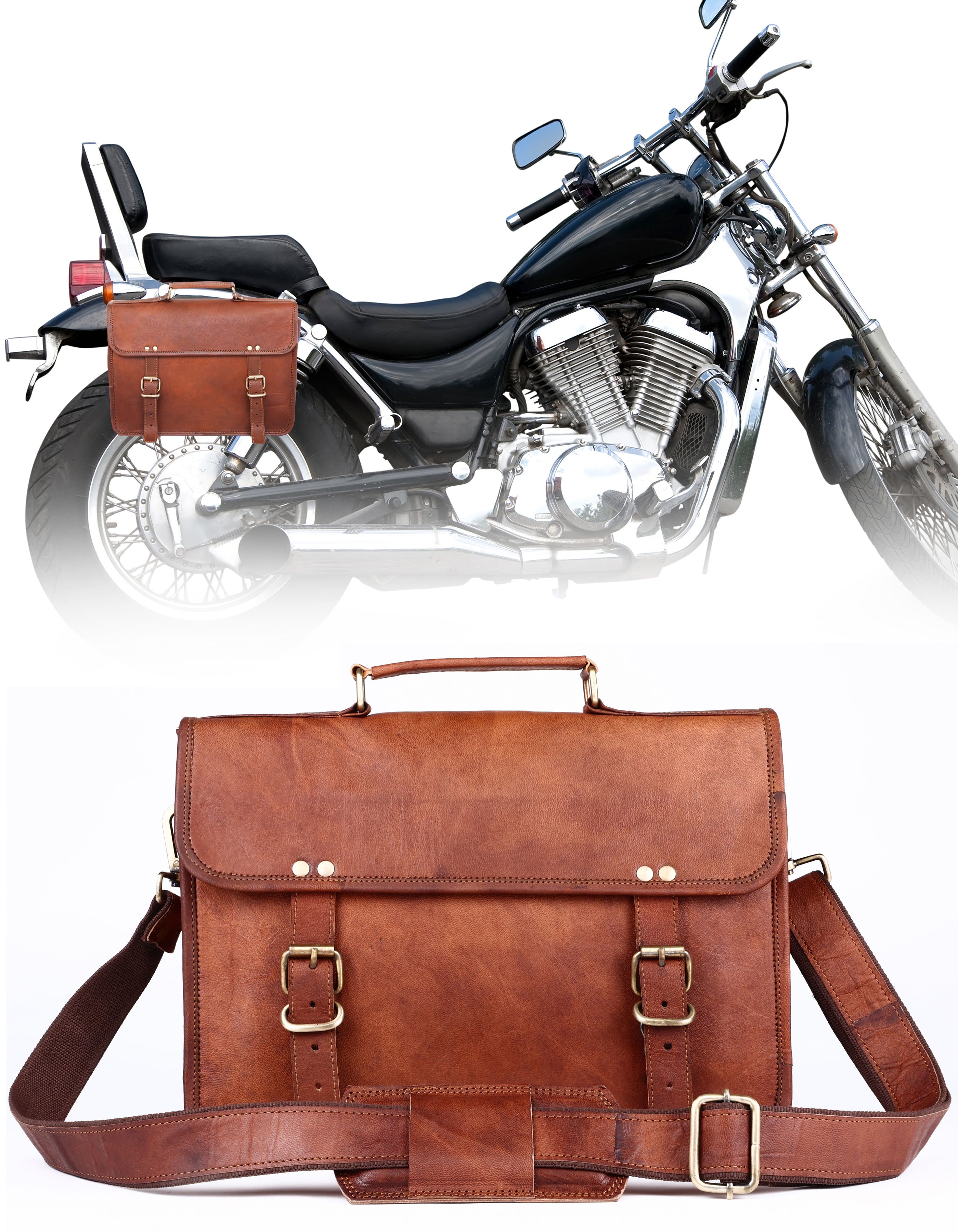 DEKVIO Leather Messenger Bag for Men Women 14 Inch Laptop Satchel Briefcase Vintage Shoulder Crossbody Bag