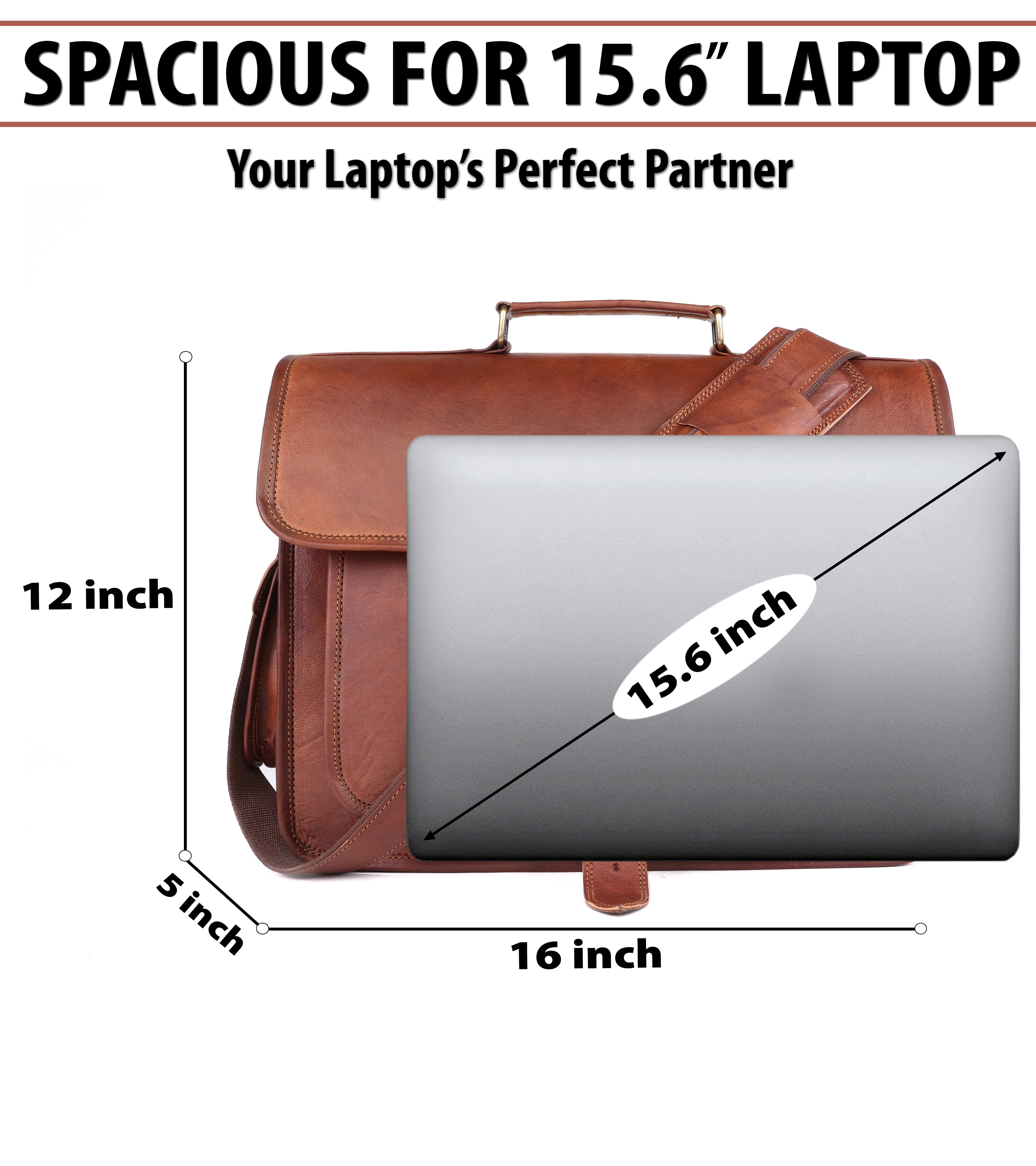 DEKVIO Leather Messenger Bag 15.6 Inch Laptop Briefcase for Men Women Vintage Shoulder Bag Office Crossbody Satchel