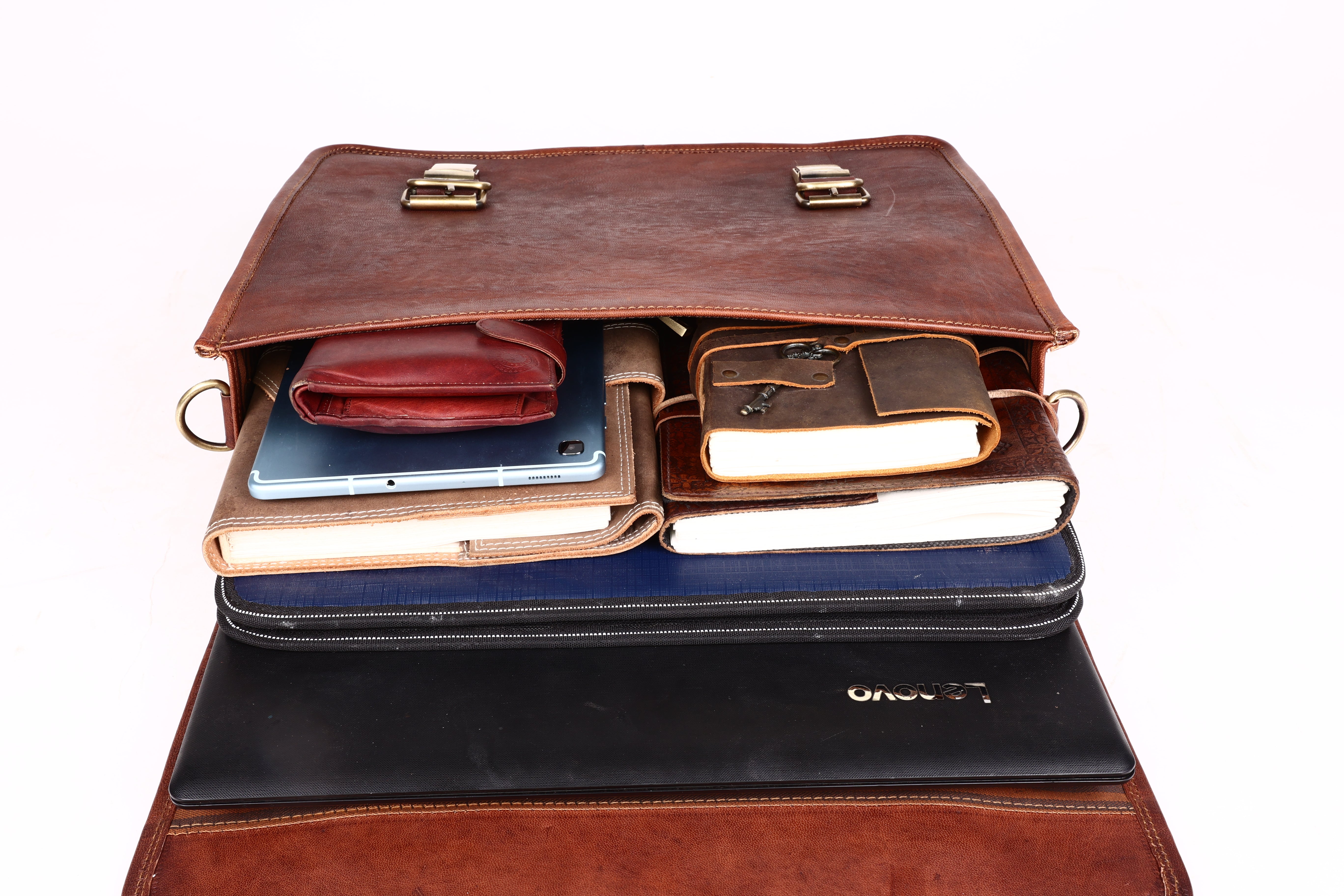 DEKVIO Leather Messenger Bag 15.6 Inch Laptop Briefcase Satchel Vintage Crossbody Shoulder Bag for Men Women