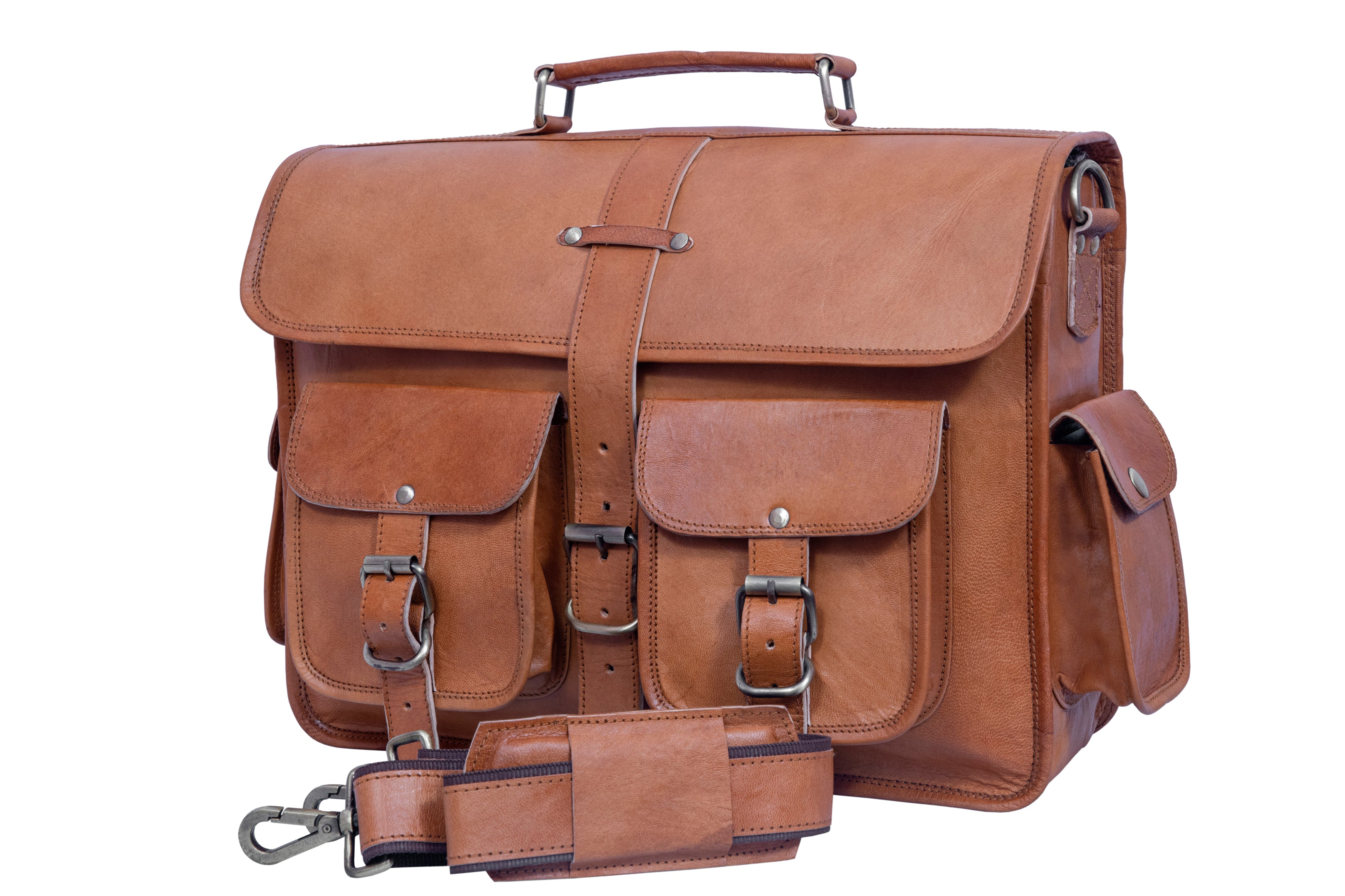 DEKVIO Leather Messenger Bag Vintage Crossbody Laptop Briefcase 15.6 Inch Shoulder Satchel for Men Women
