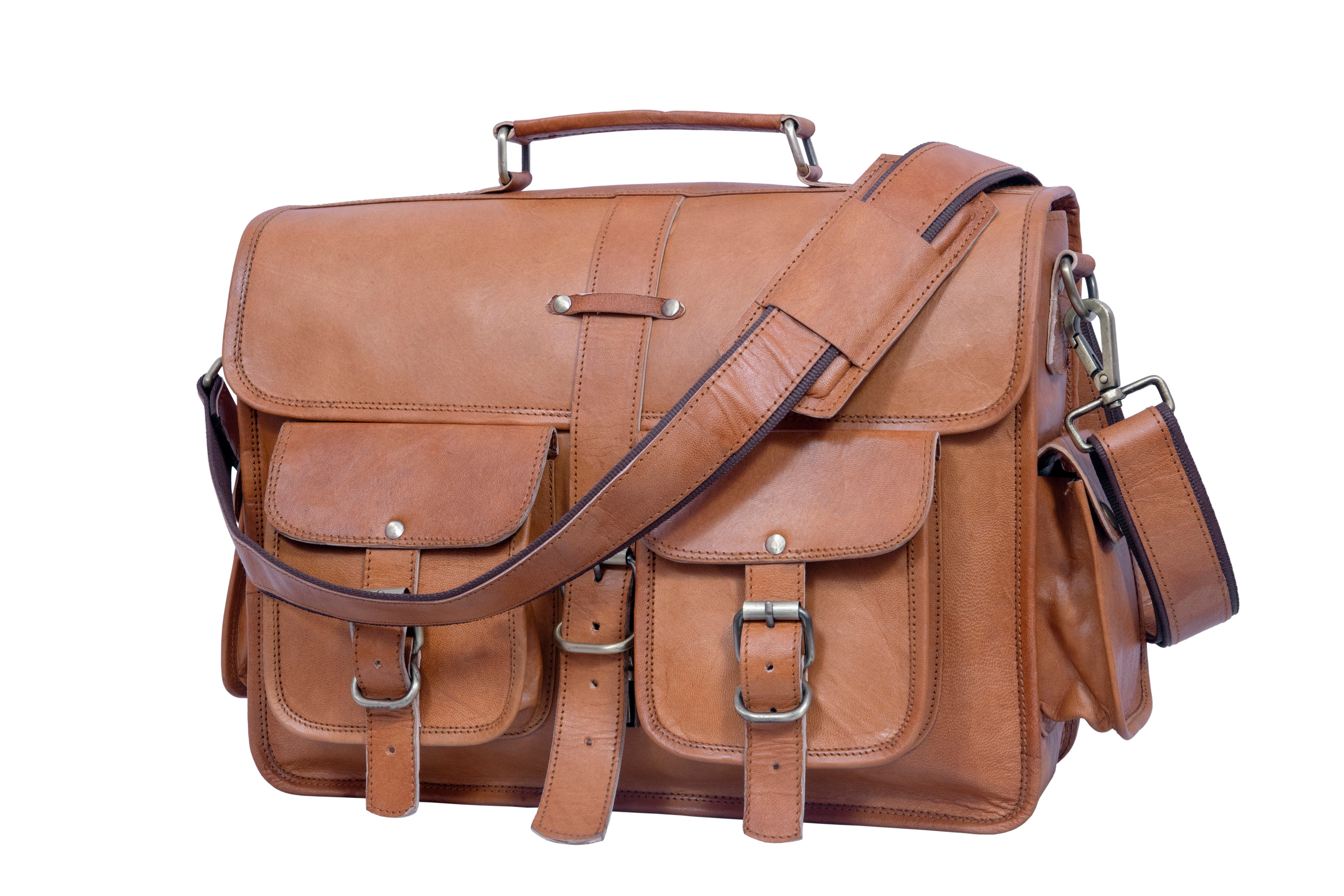 DEKVIO Leather Messenger Bag Vintage Crossbody Laptop Briefcase 15.6 Inch Shoulder Satchel for Men Women