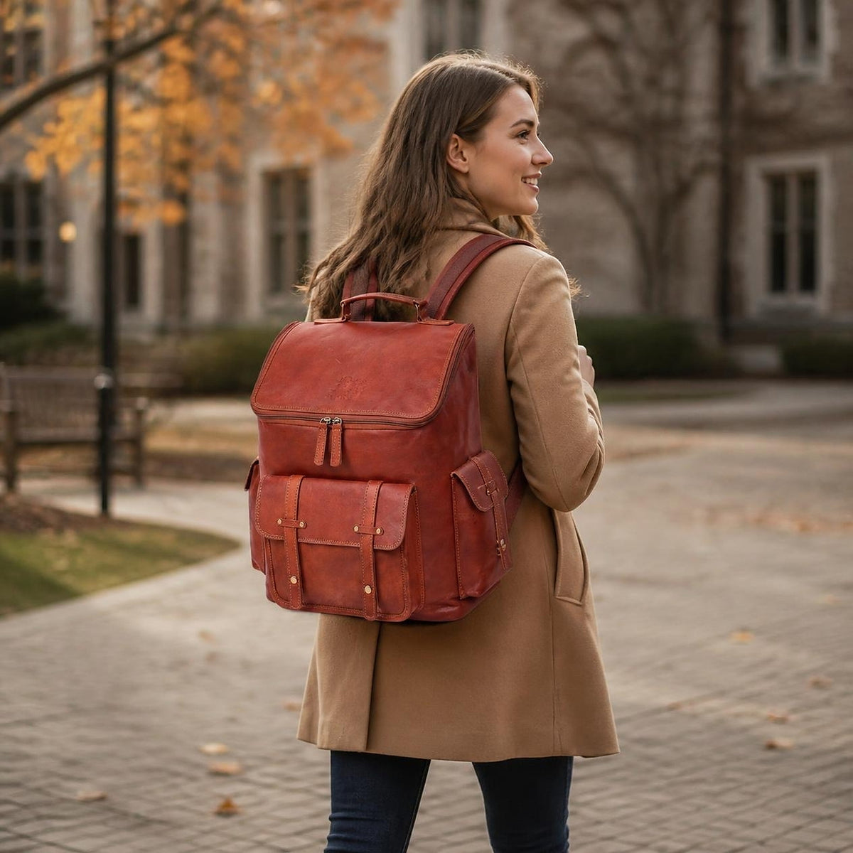 DEKVIO Full-Grain Vintage Leather Laptop Backpack Rucksack – 15" to 20"