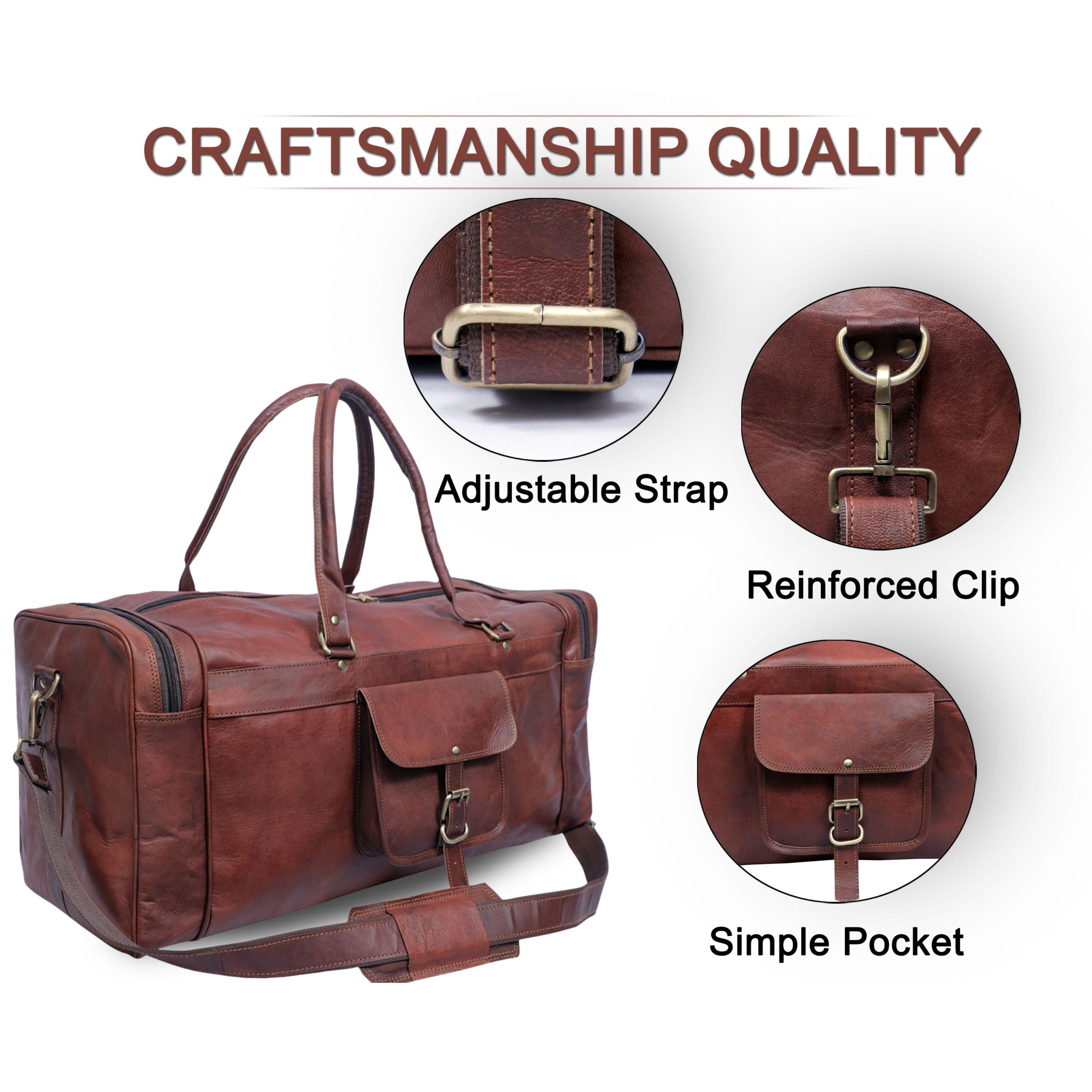 DEKVIO 24" Handcrafted Genuine Leather Duffle Bag | Vintage Weekender Travel Bag | Men & Women | Brown, Tan, Black