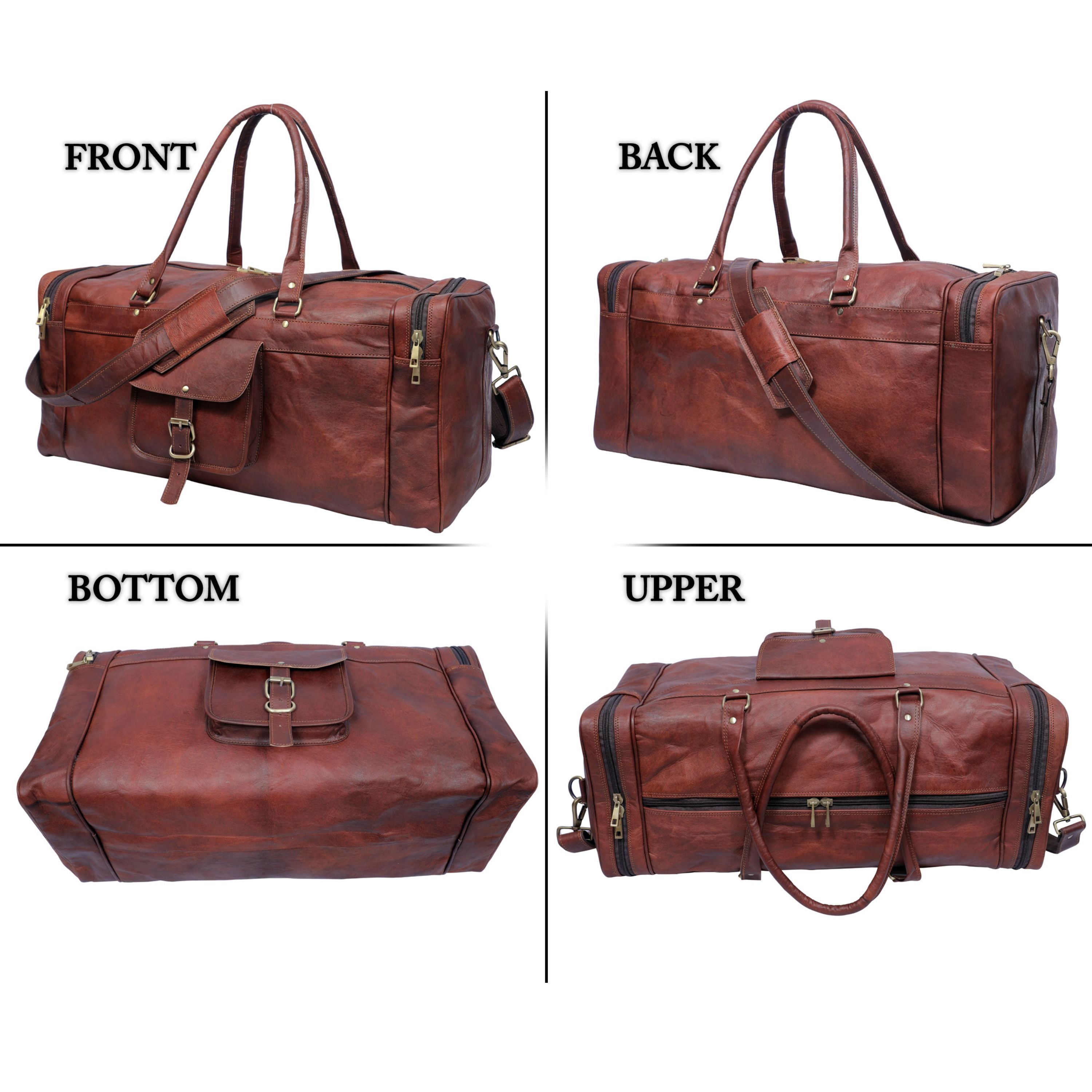 DEKVIO 24" Handcrafted Genuine Leather Duffle Bag | Vintage Weekender Travel Bag | Men & Women | Brown, Tan, Black