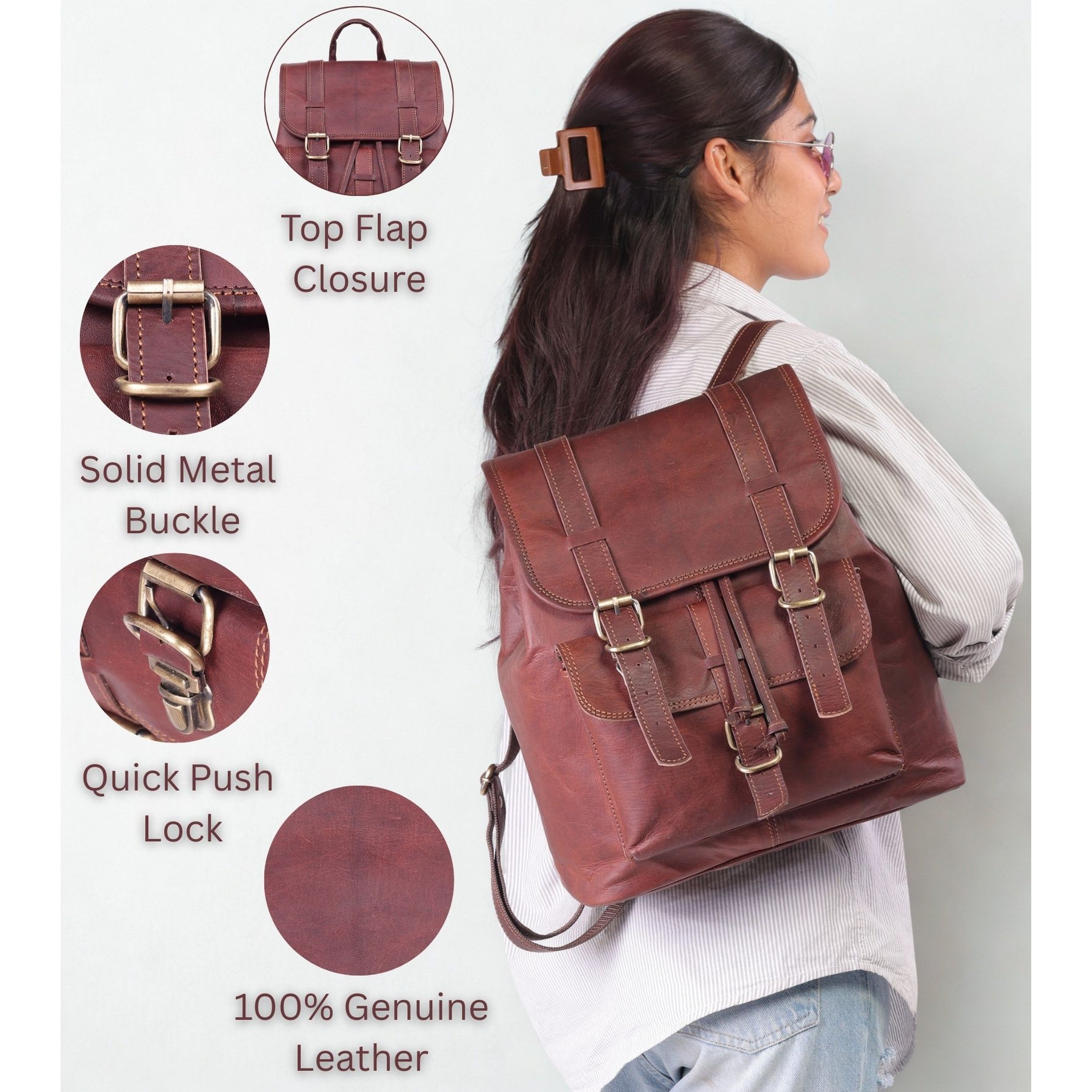 DEKVIO 17" Large Handcrafted Genuine Leather Backpack | Explorer Laptop Rucksack for Men & Women | Travel, Work & College | Brown, Coffee, Tan, Black