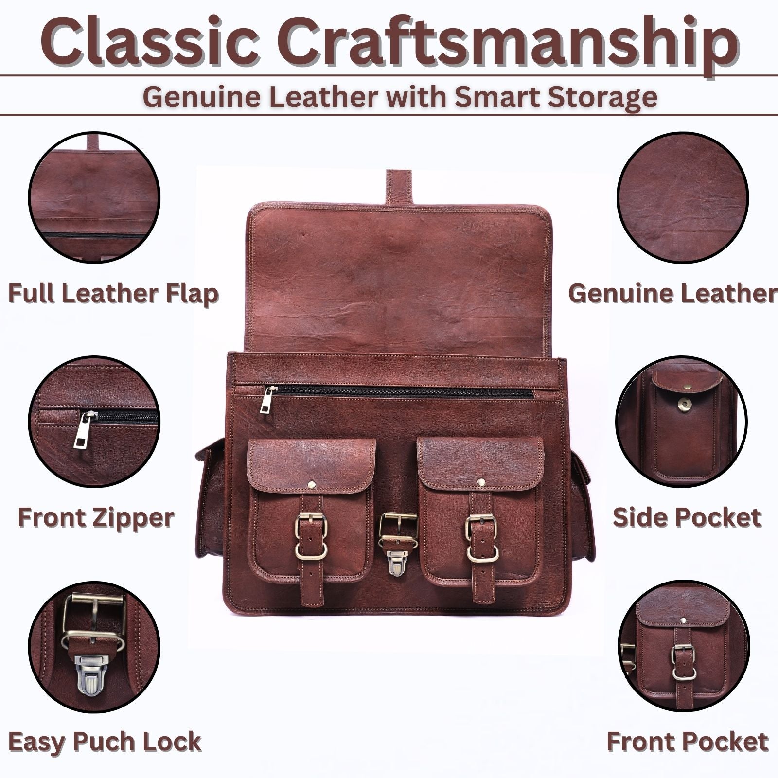 DEKVIO Leather Messenger Bag 17 Inch Laptop Briefcase for Men Women XL Vintage Shoulder Bag Office Satchel