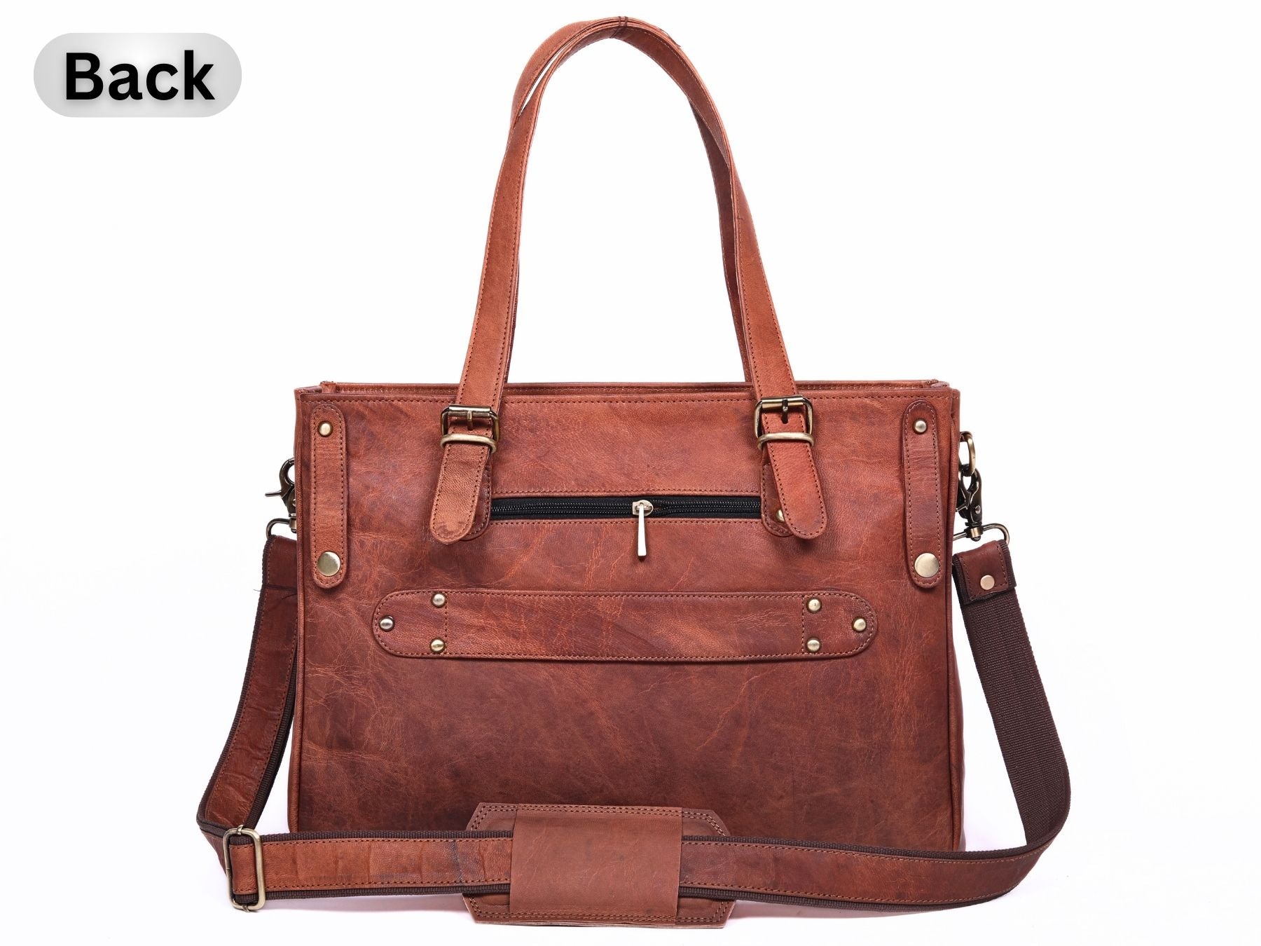 DEKVIO Leather Laptop Tote Bag for Women 15.6 Inch Shoulder Handbag Genuine Leather Work Bag Office Purse with Crossbody Strap