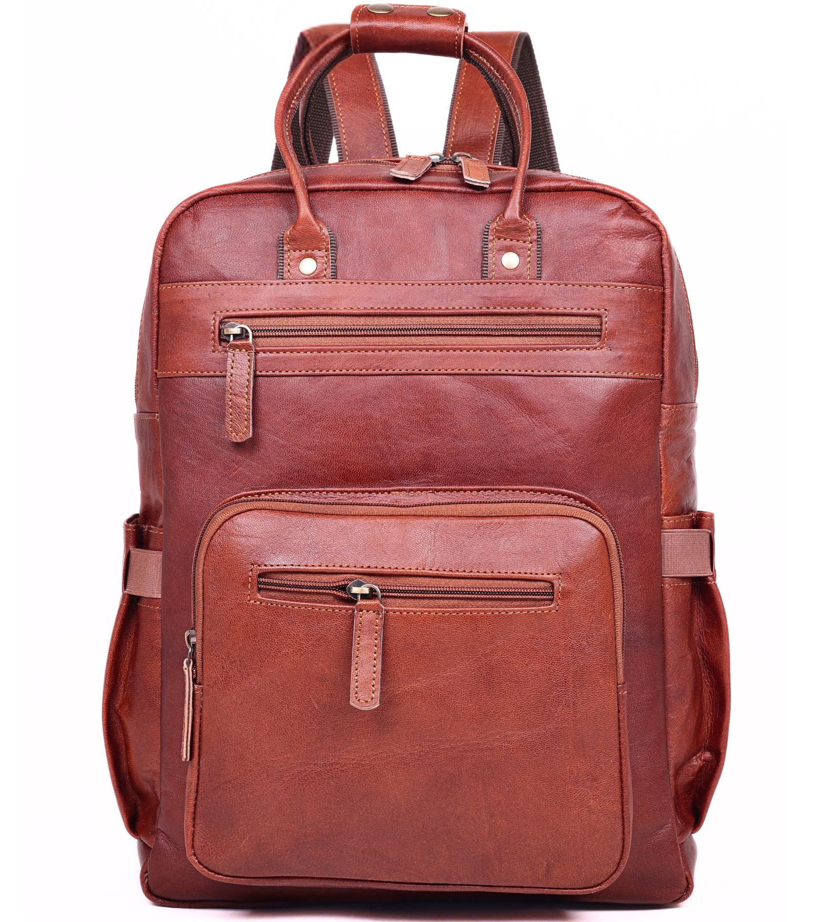 DEKVIO 16" Handcrafted Genuine Leather Laptop Backpack | Travel & Business Rucksack for Men & Women | Brown, Coffee, Tan, Black