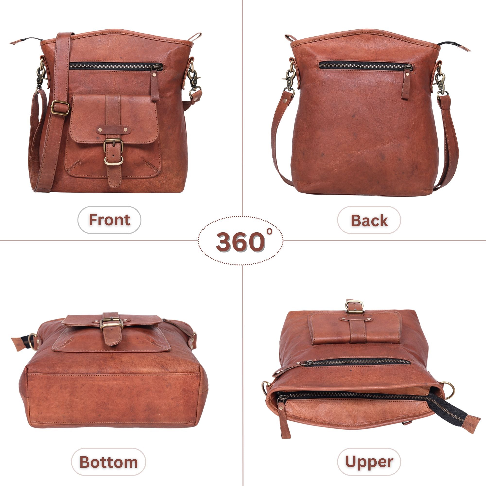 DEKVIO Genuine Leather Crossbody Bag for Women | Vintage Leather Shoulder Purse