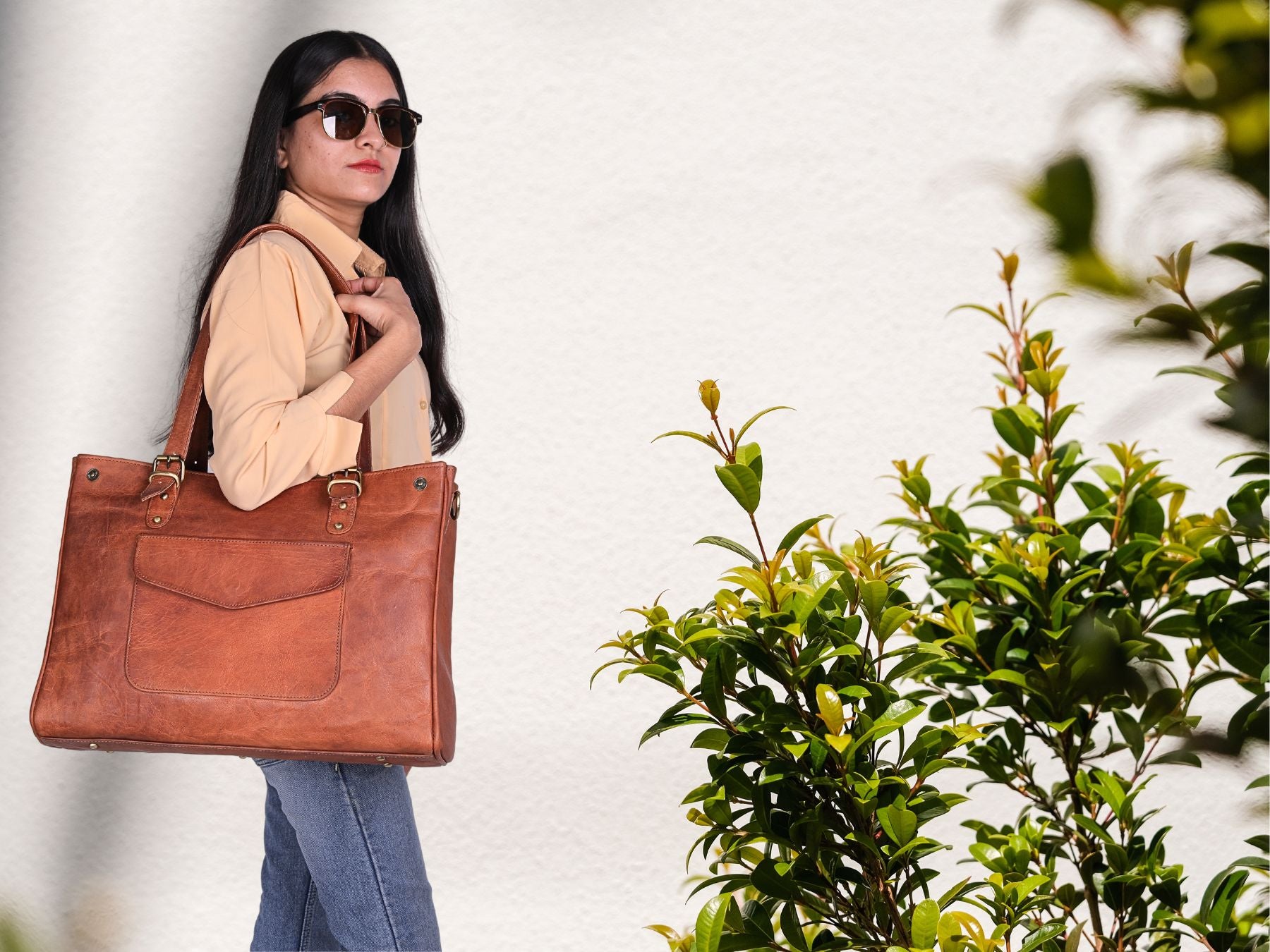 DEKVIO Leather Laptop Tote Bag for Women 15.6 Inch Shoulder Handbag Genuine Leather Work Bag Office Purse with Crossbody Strap