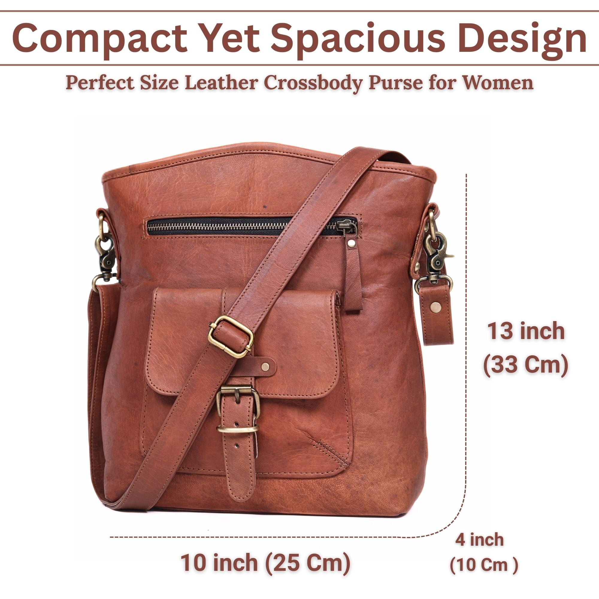 DEKVIO Genuine Leather Crossbody Bag for Women | Vintage Leather Shoulder Purse