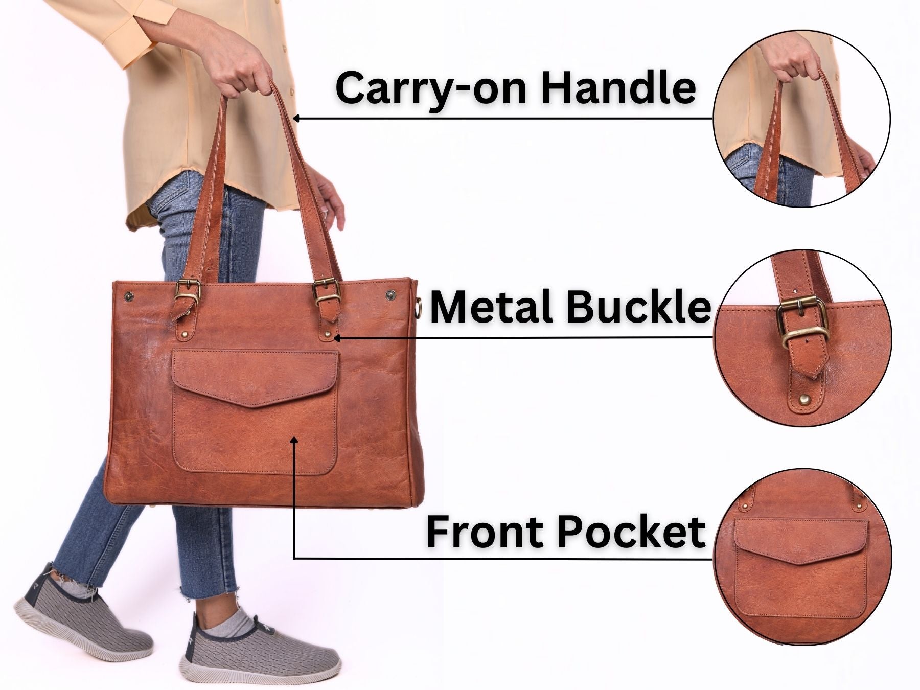 DEKVIO Leather Laptop Tote Bag for Women 15.6 Inch Shoulder Handbag Genuine Leather Work Bag Office Purse with Crossbody Strap
