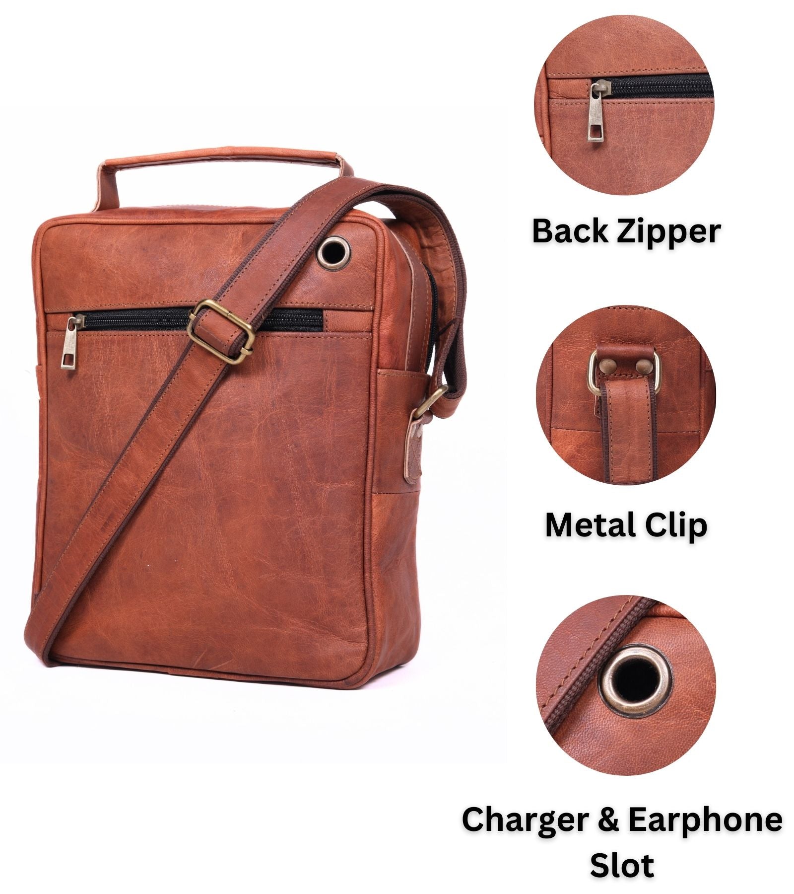 DEKVIO Small Leather Crossbody Bag 11 Inch Vertical Shoulder Bag for Men Women Compact Organizer Sling Bag