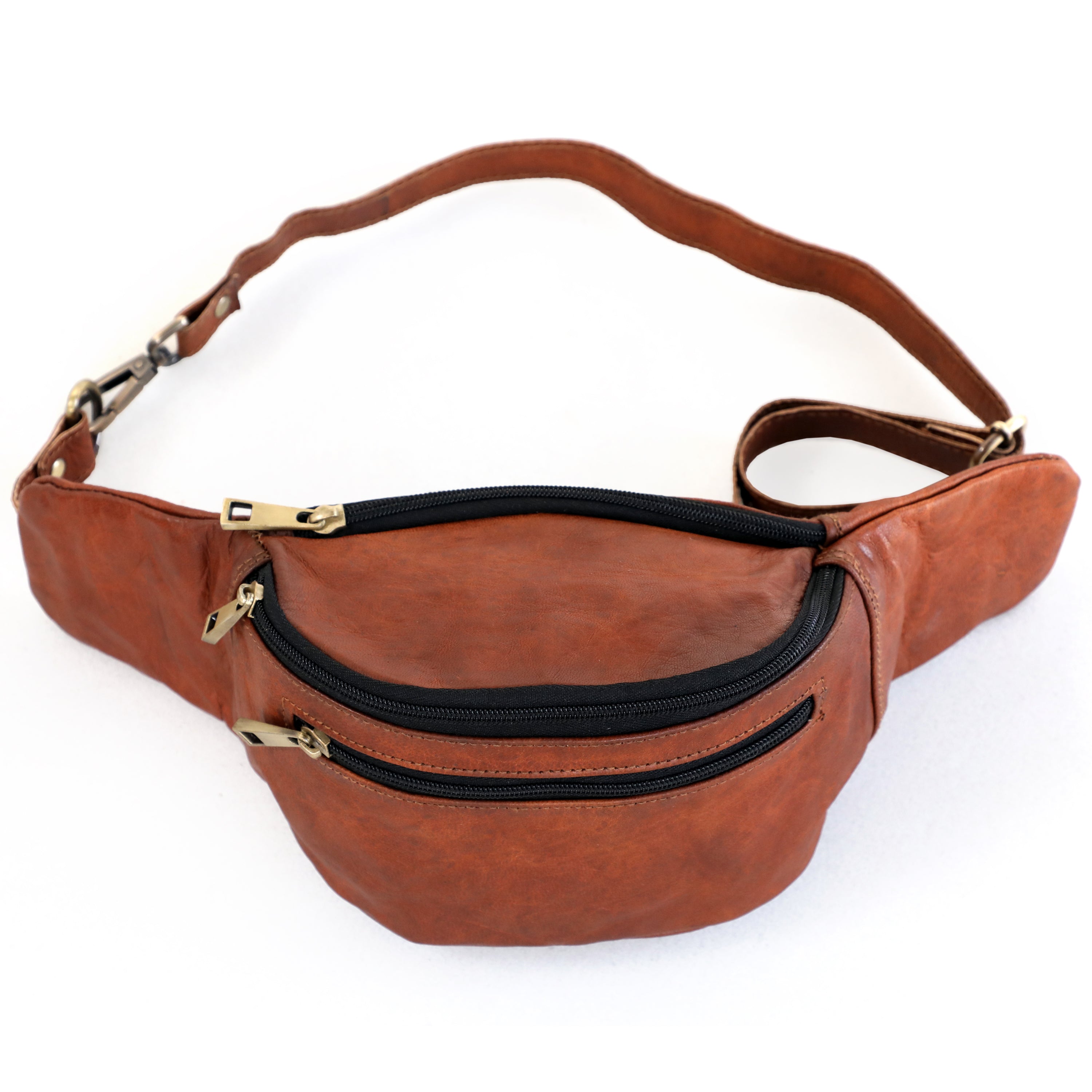DEKVIO Leather Fanny Pack Belt Bag for Men Women Genuine Leather Waist Bag Crossbody Sling Hands-Free Hip Pack