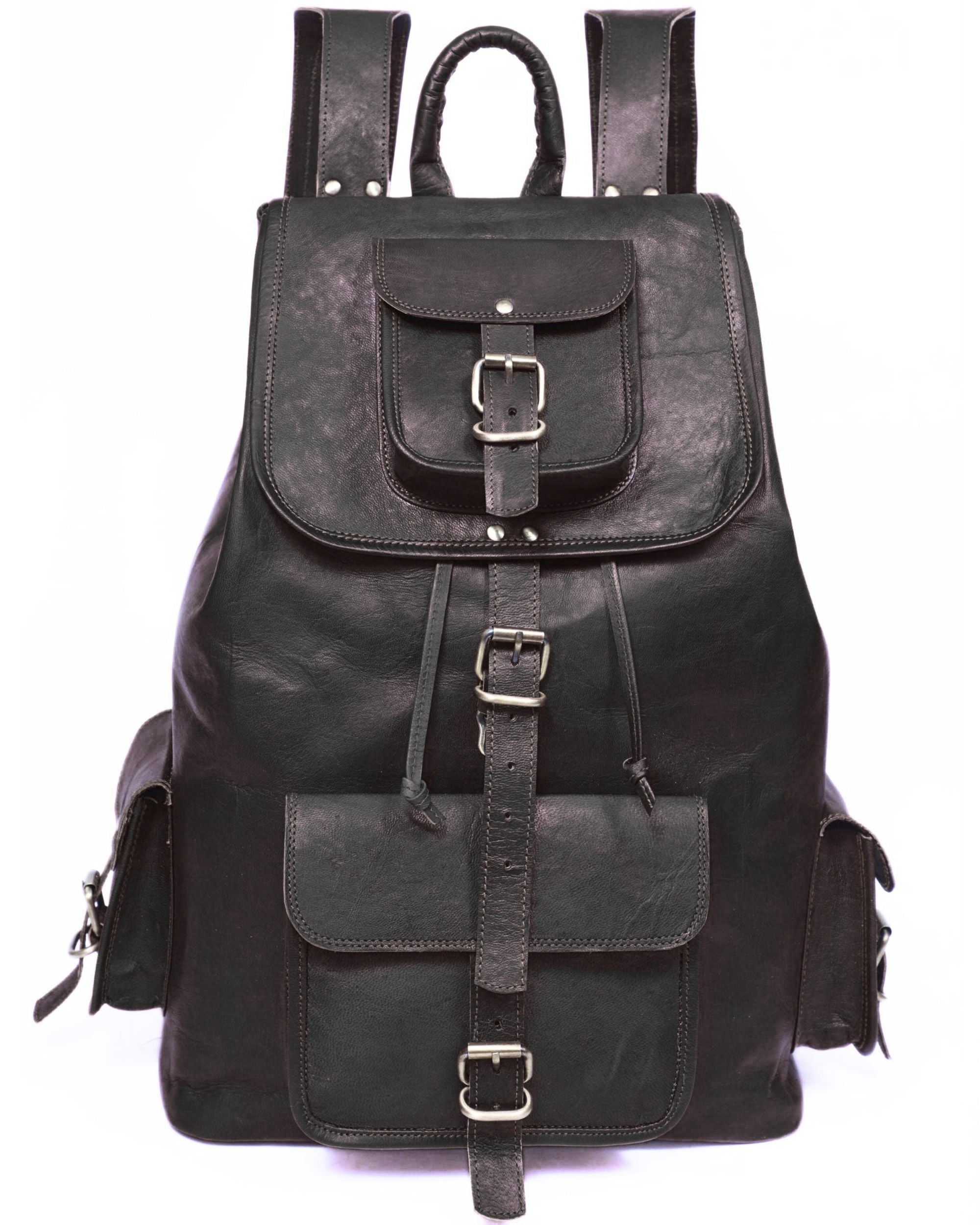 DEKVIO 20" Handcrafted Genuine Leather Backpack | Laptop Rucksack for Men & Women | Travel, Work & College Bag | Brown, Coffee, Tan, Black