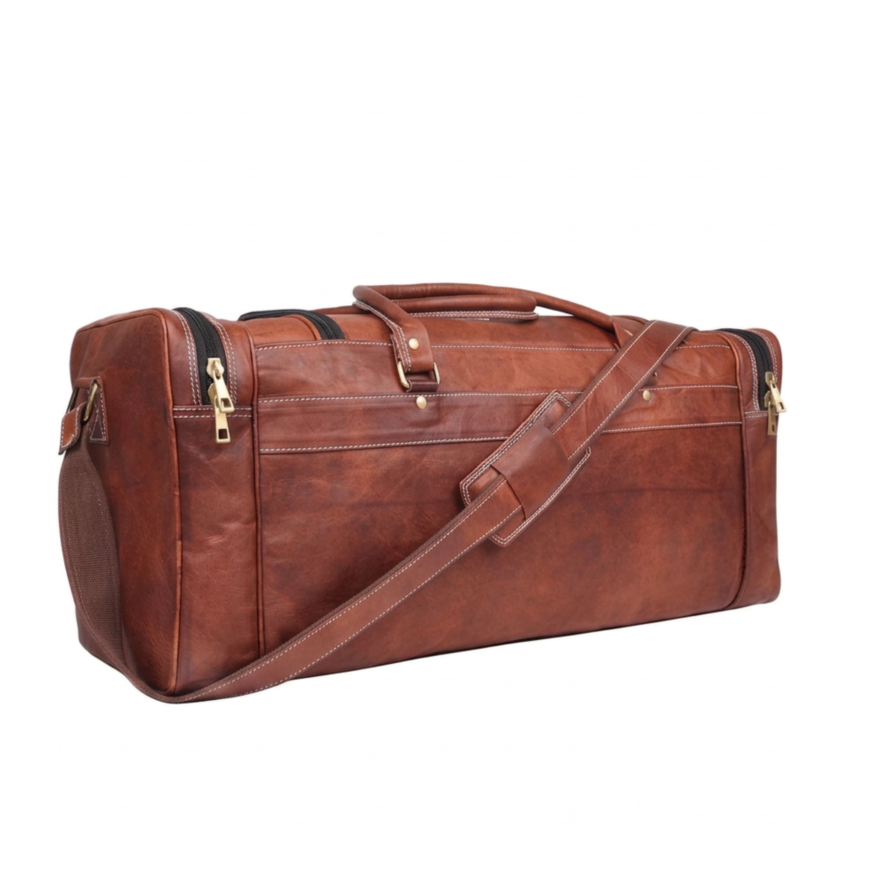 DEKVIO 24" Handcrafted Genuine Leather Duffle Bag | Vintage Travel Holdall | Men & Women | Brown, Coffee, Tan, Black