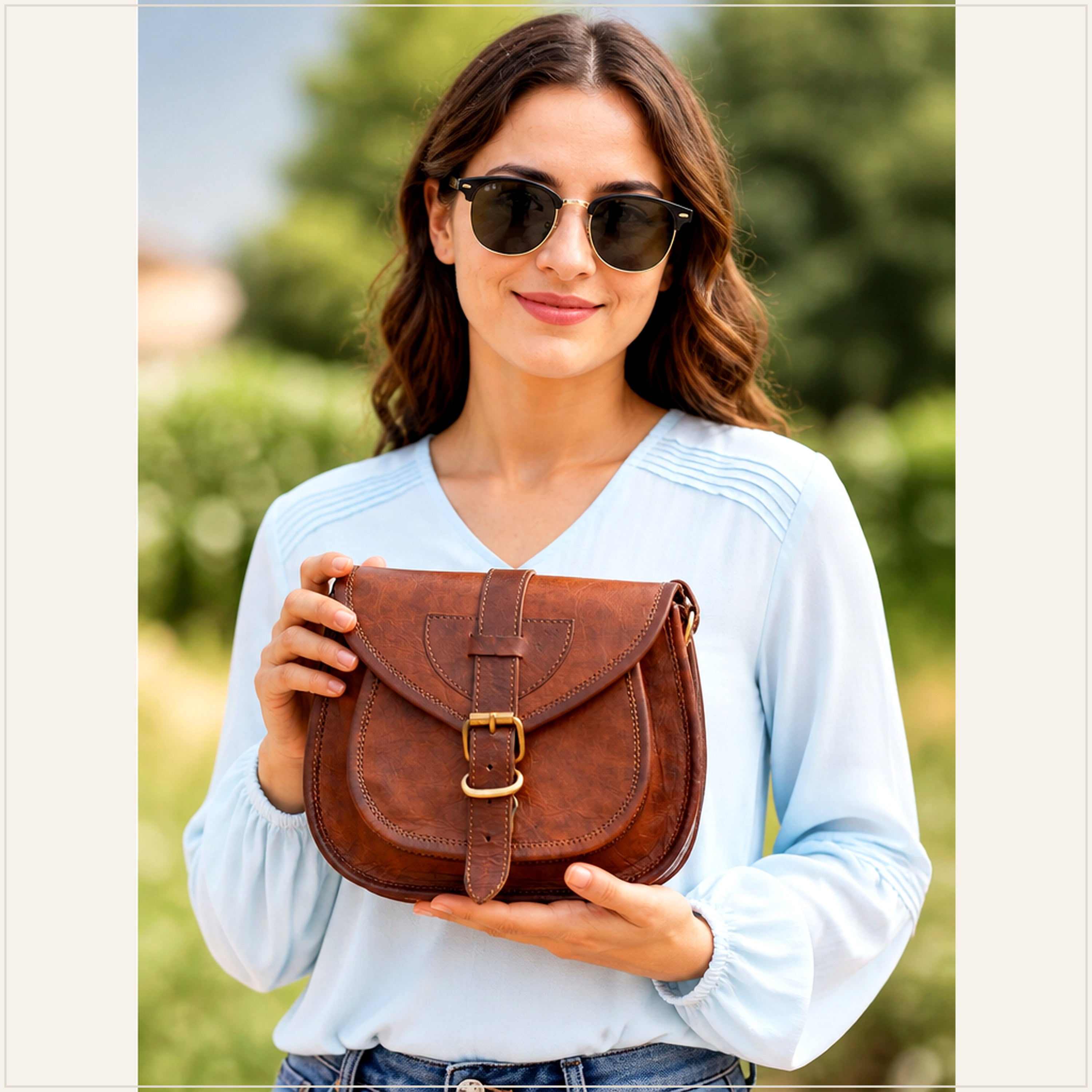 DEKVIO Small Leather Crossbody Saddle Bag for Women | Genuine Full Grain Leather Purse | Compact Handcrafted Shoulder Bag | Brown, Coffee, Tan, Black
