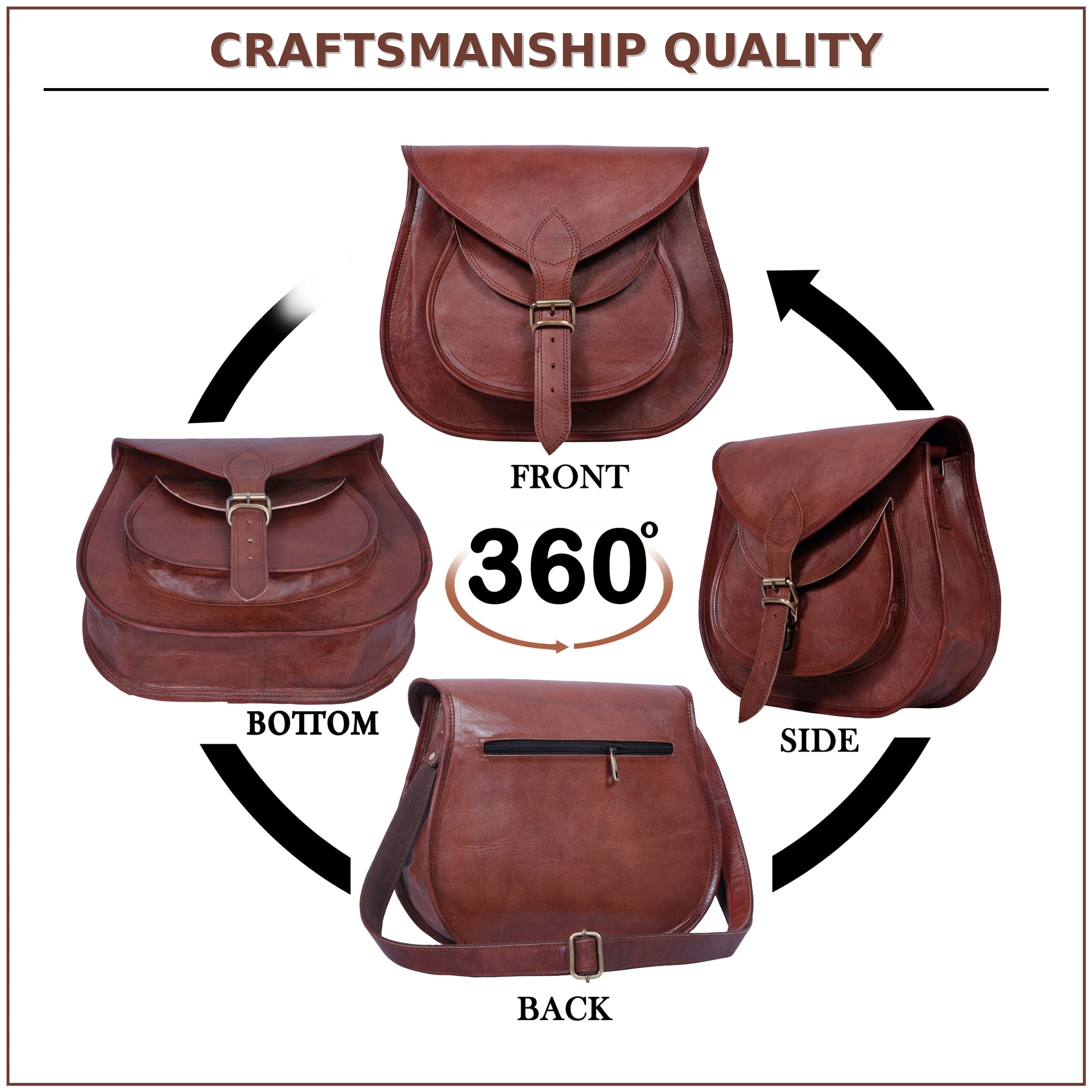 DEKVIO Leather Crossbody Saddle Bag for Women | Genuine Full Grain Leather Purse | Handcrafted Shoulder Bag | Fits 12" Tablet | Brown, Coffee, Tan, Black