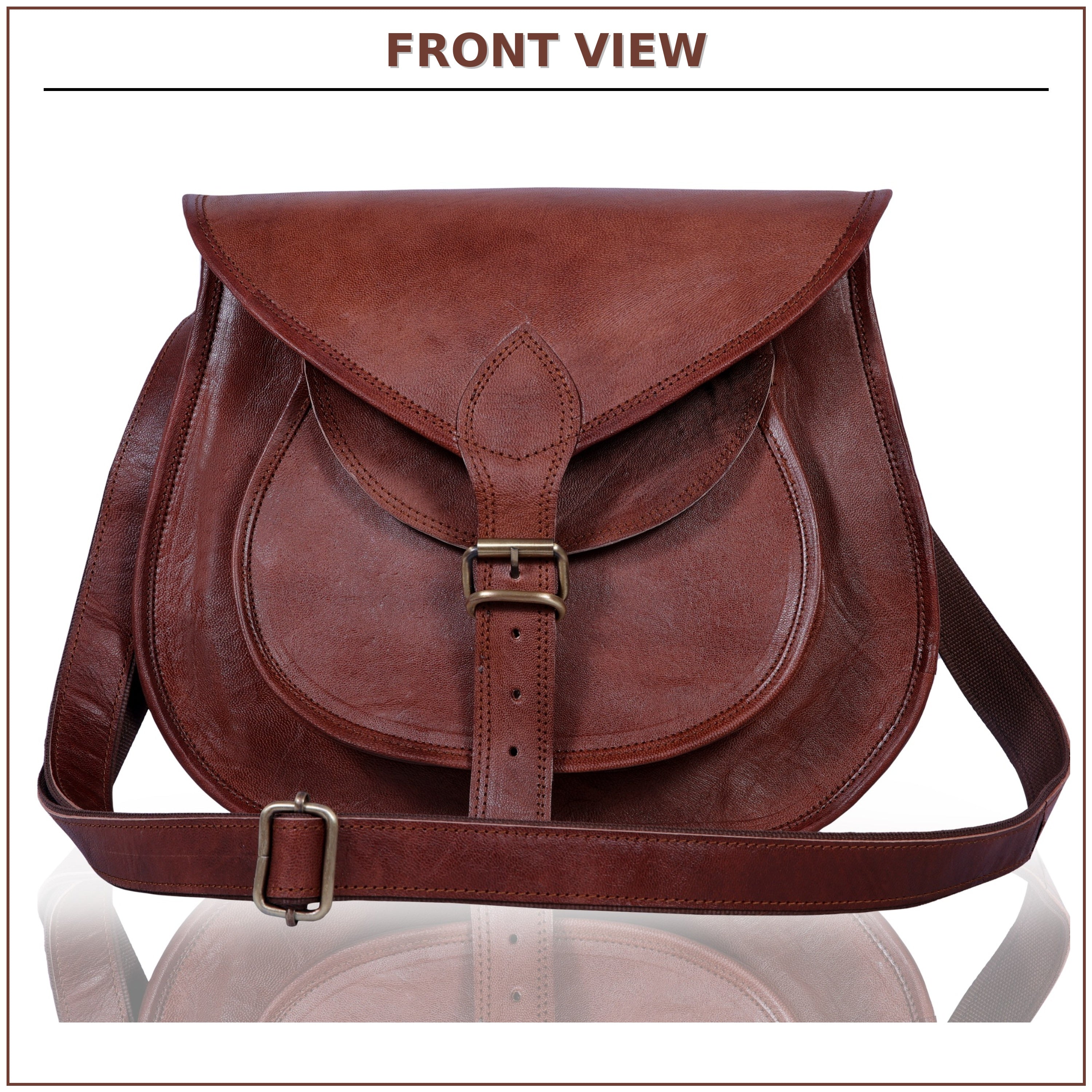 DEKVIO Leather Crossbody Saddle Bag for Women | Genuine Full Grain Leather Purse | Handcrafted Shoulder Bag | Fits 12" Tablet | Brown, Coffee, Tan, Black