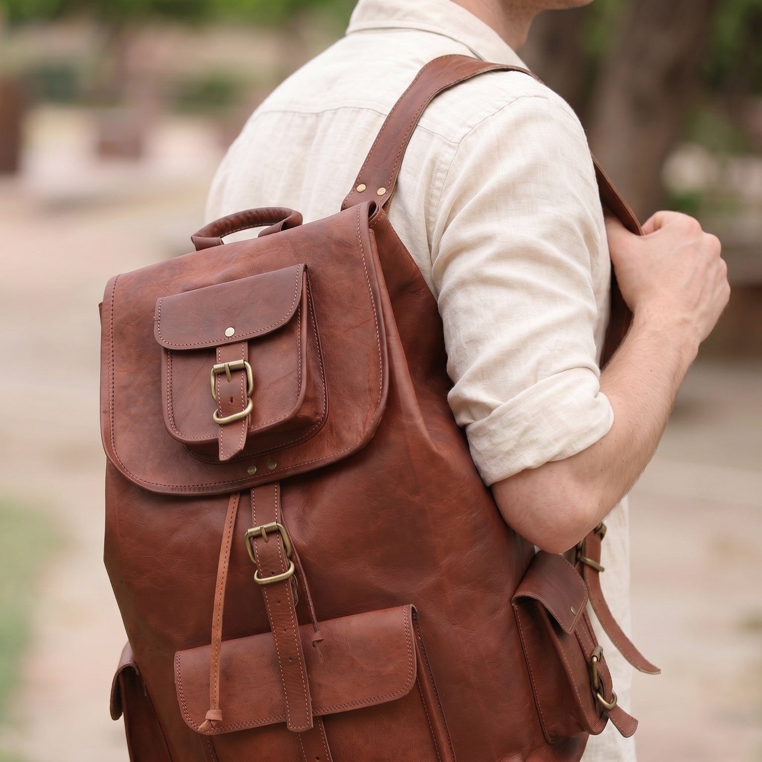 DEKVIO 20" Handcrafted Genuine Leather Backpack | Laptop Rucksack for Men & Women | Travel, Work & College Bag | Brown, Coffee, Tan, Black