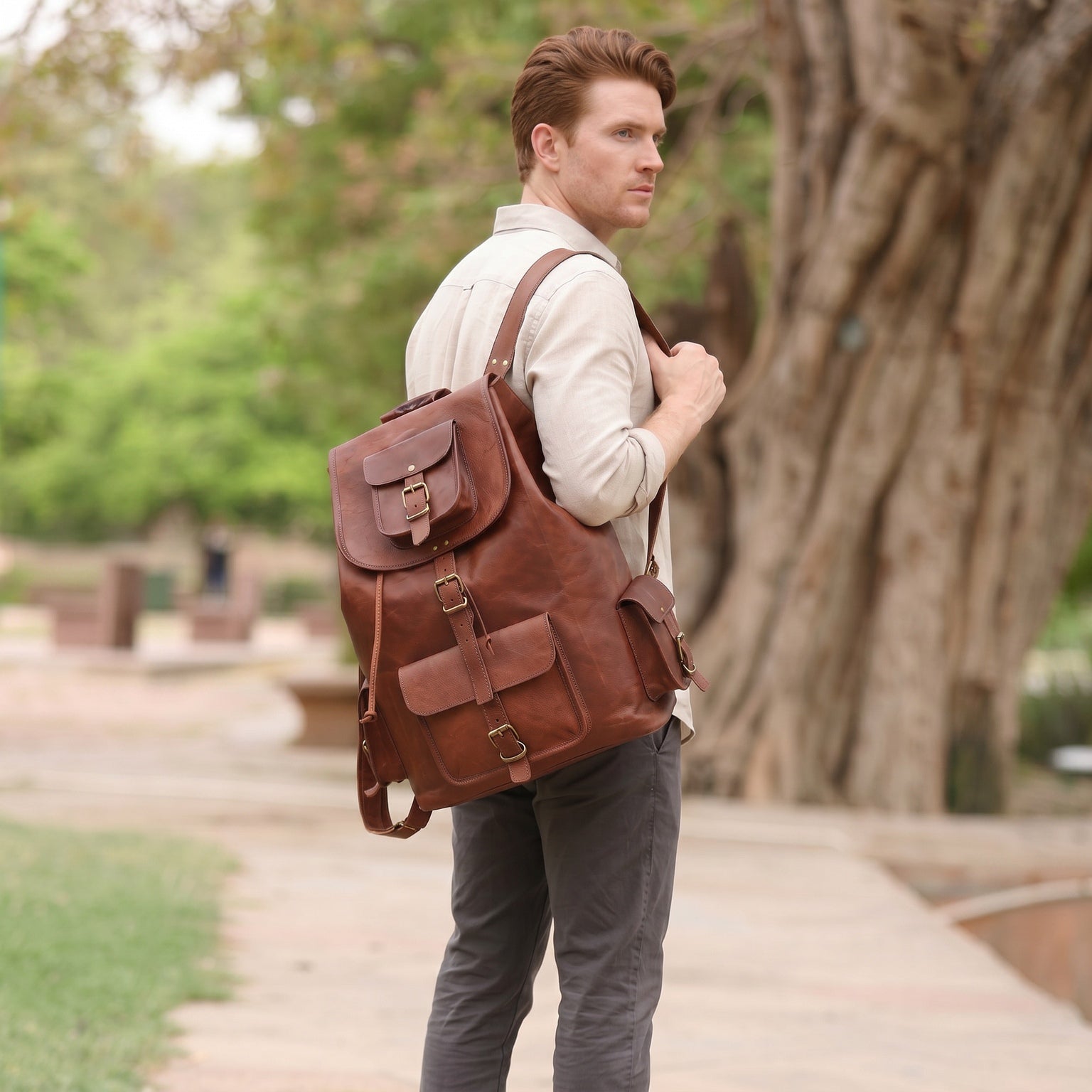 DEKVIO 20" Handcrafted Genuine Leather Backpack | Laptop Rucksack for Men & Women | Travel, Work & College Bag | Brown, Coffee, Tan, Black