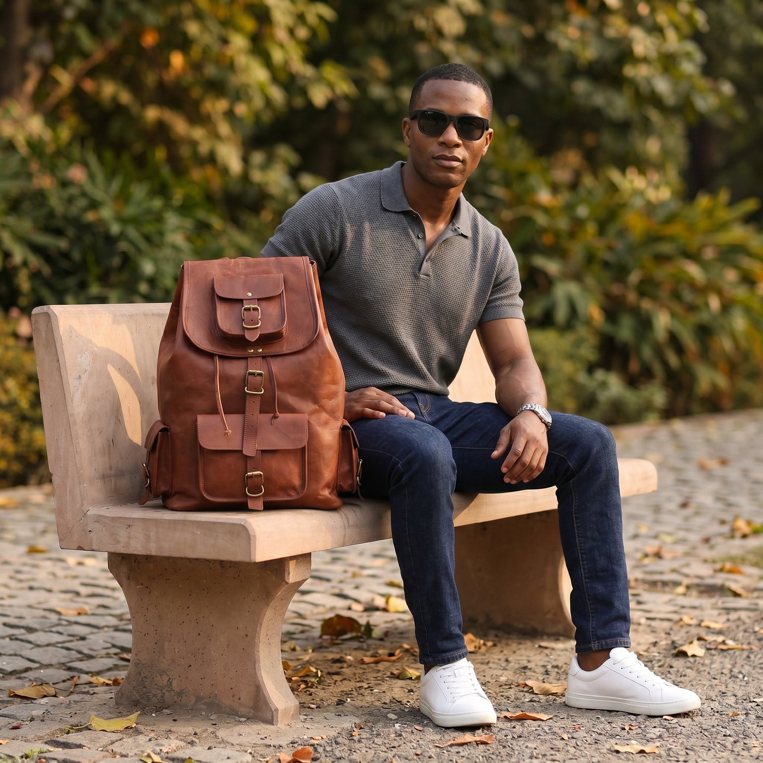 DEKVIO 20" Handcrafted Genuine Leather Backpack | Laptop Rucksack for Men & Women | Travel, Work & College Bag | Brown, Coffee, Tan, Black