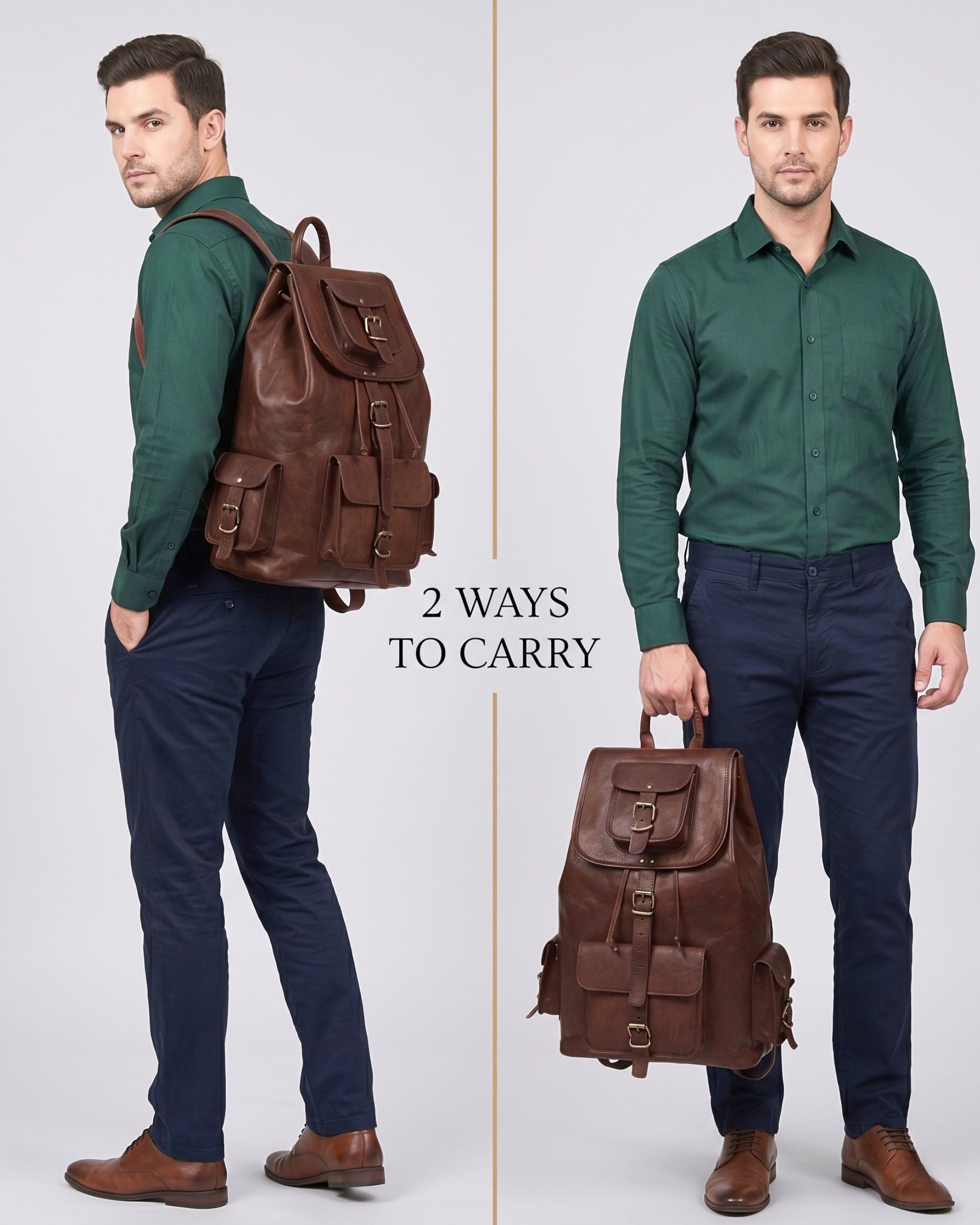 DEKVIO 20" Handcrafted Genuine Leather Backpack | Laptop Rucksack for Men & Women | Travel, Work & College Bag | Brown, Coffee, Tan, Black