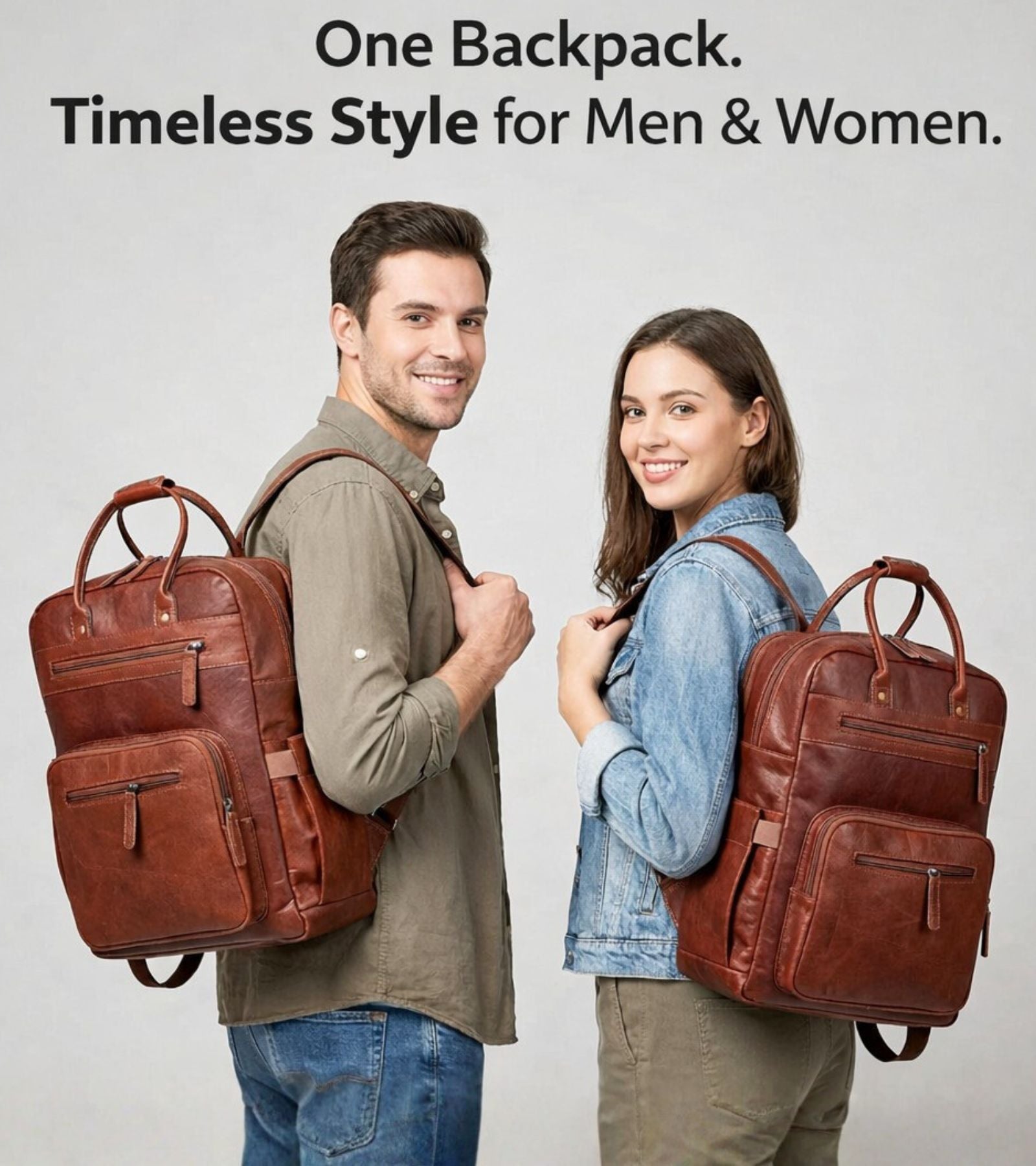 DEKVIO 17" Large Handcrafted Genuine Leather Backpack | Triple-Buckle Adventure Rucksack for Men & Women | Travel, Hiking & Office | Brown, Coffee, Tan, Black
