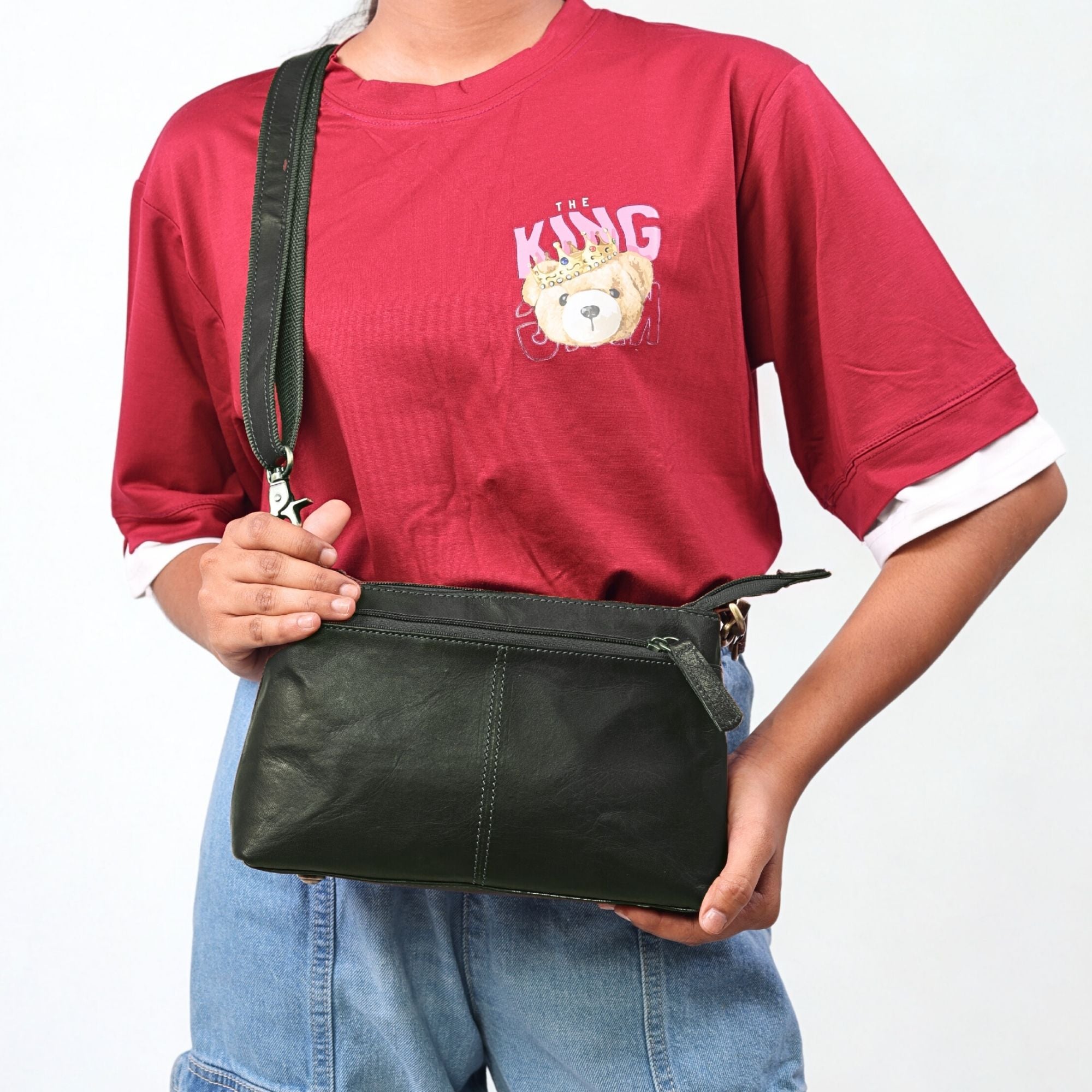 DEKVIO Small Genuine Leather Crossbody Purse for Women | 3-Zip Vintage Leather Shoulder Bag | Brown, Coffee, Tan, Black
