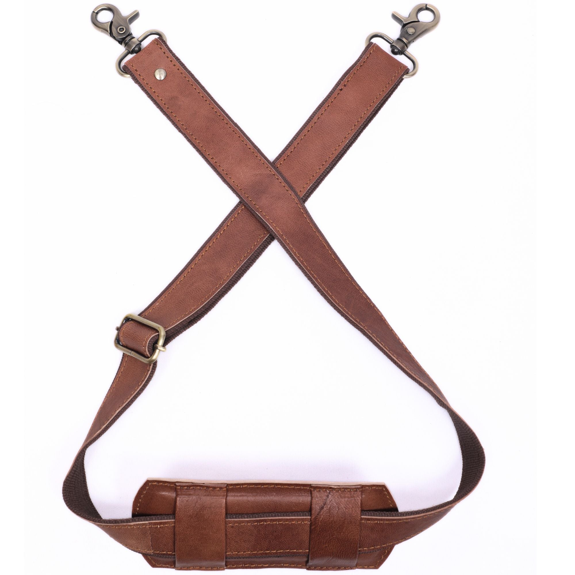 DEKVIO Brown Genuine Leather Replacement Shoulder Strap | Universal Adjustable Crossbody Strap for Duffle, Messenger, Laptop & Briefcase Bags