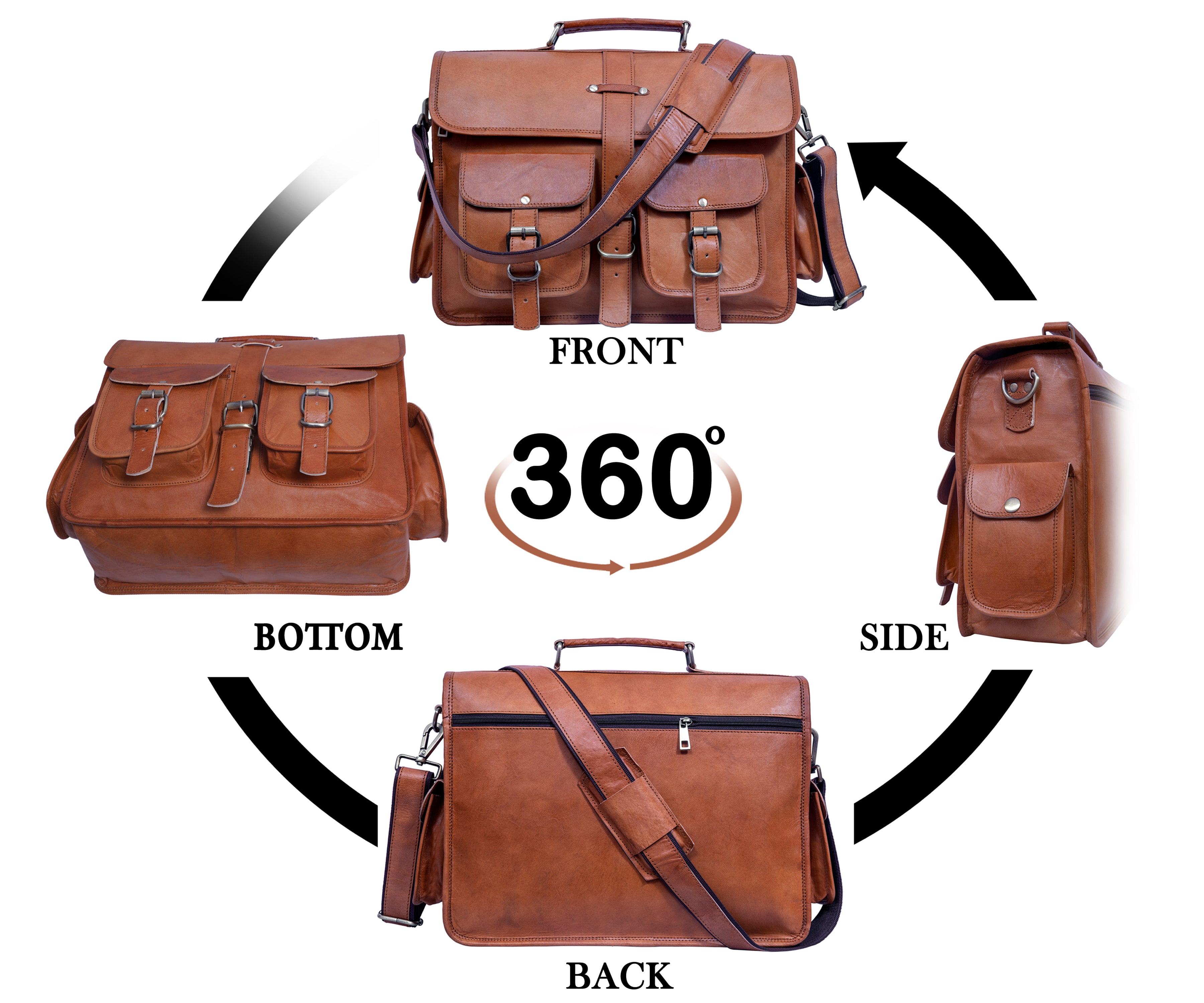 DEKVIO Leather Messenger Bag Vintage Crossbody Laptop Briefcase 15.6 Inch Shoulder Satchel for Men Women