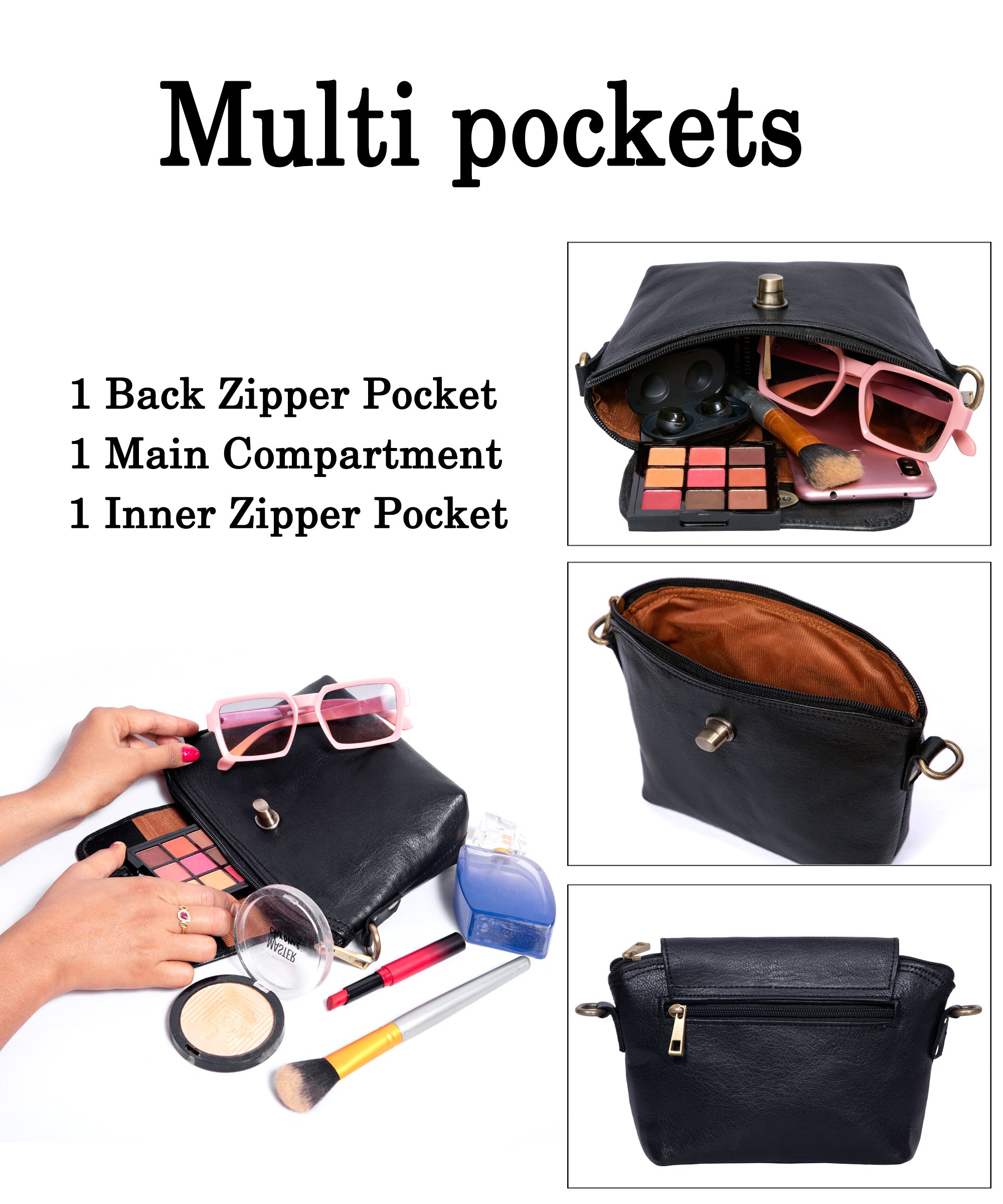 DEKVIO Women's Small Crossbody Purse | Handcrafted Full-Grain Leather | Magnetic Snap Closure | Multi Pockets