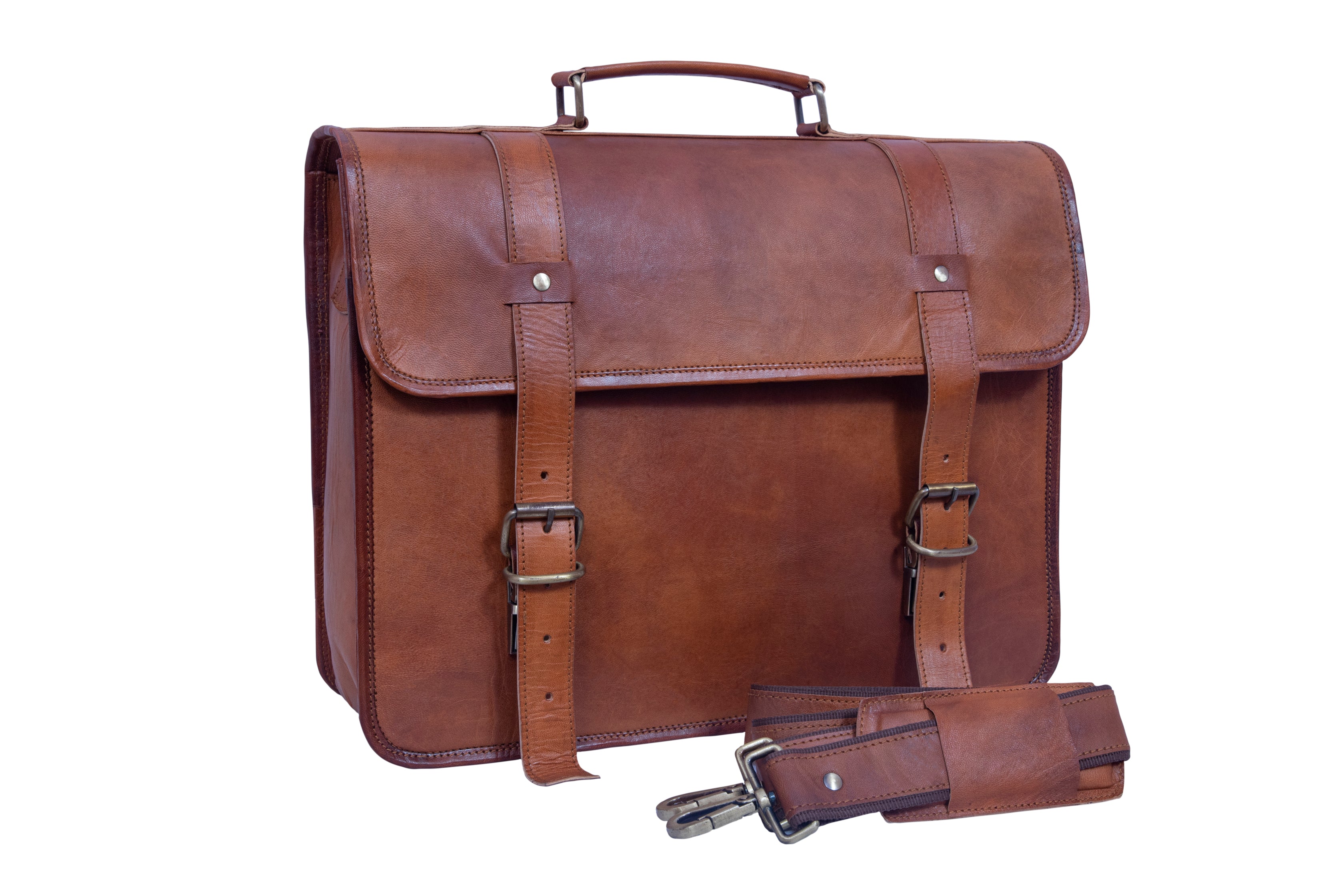DEKVIO Leather Messenger Bag 15.6 Inch Laptop Briefcase Satchel Vintage Crossbody Shoulder Bag for Men Women