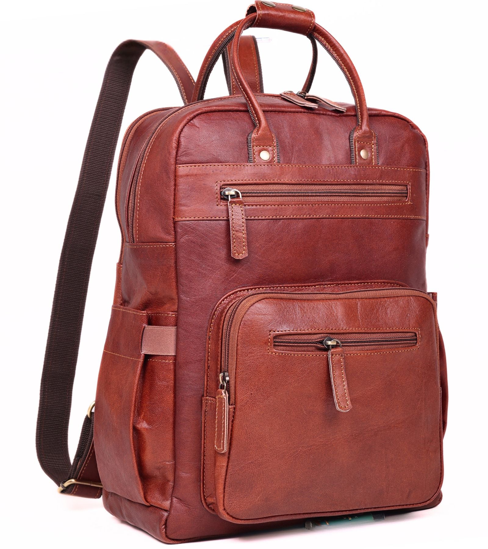 DEKVIO 17" Large Handcrafted Genuine Leather Backpack | Triple-Buckle Adventure Rucksack for Men & Women | Travel, Hiking & Office | Brown, Coffee, Tan, Black