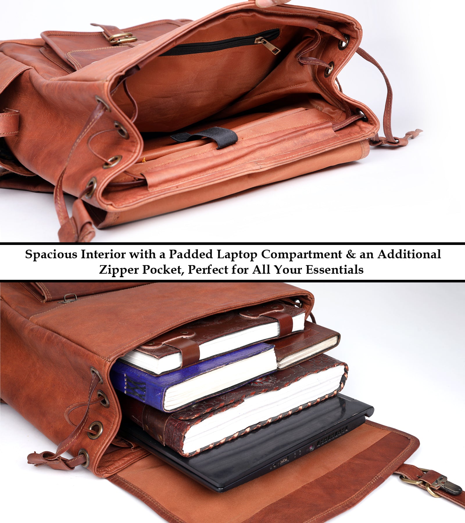 DEKVIO Leather Utility Laptop Backpack | Full Grain Travel & Work Bag