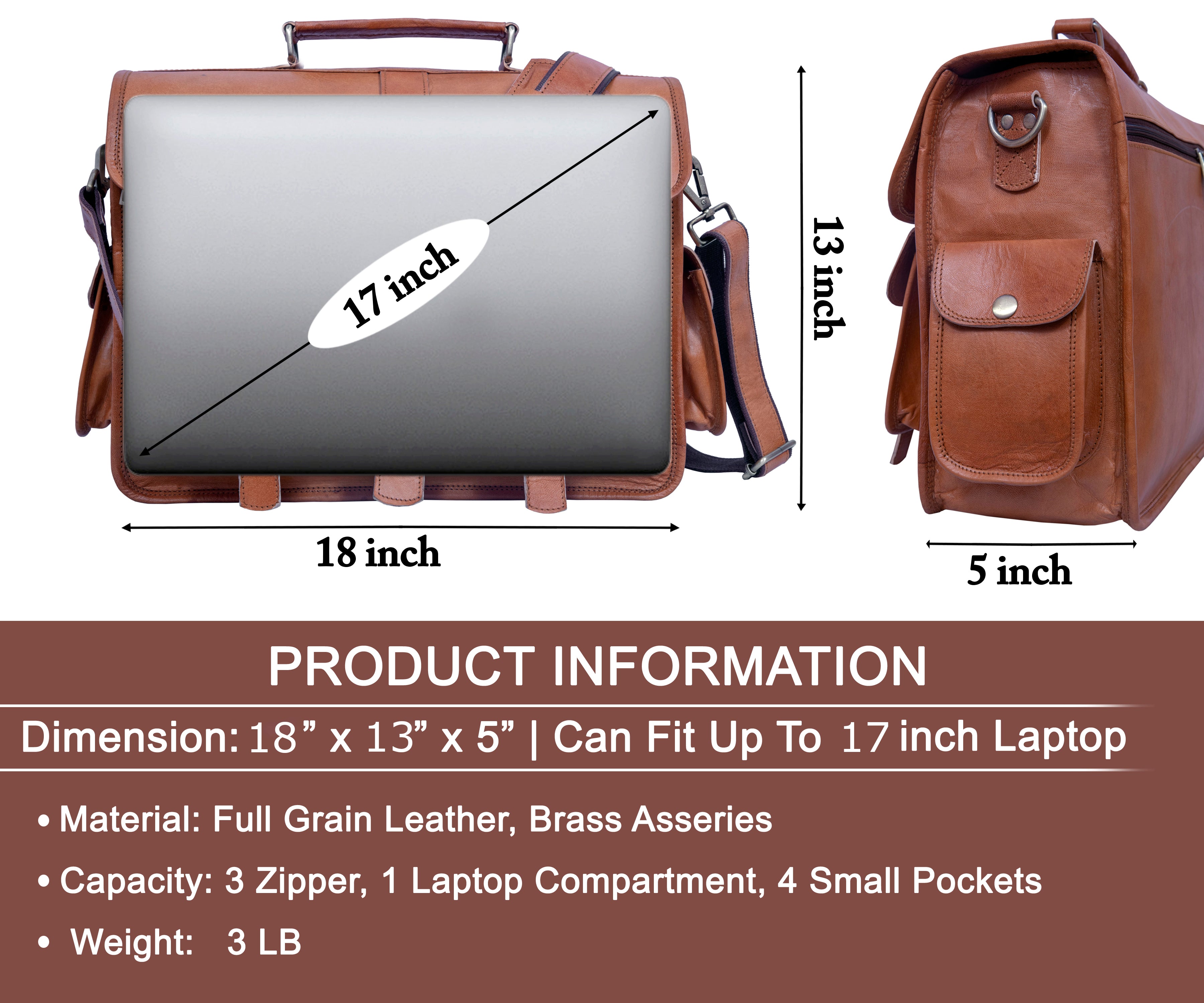 DEKVIO Leather Messenger Bag Vintage Crossbody Laptop Briefcase 15.6 Inch Shoulder Satchel for Men Women